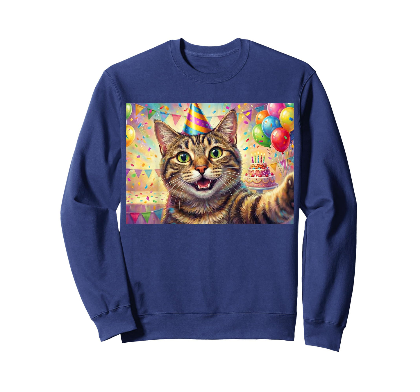 Cat Birthday Party Selfie Men Women Kids T-Shirt