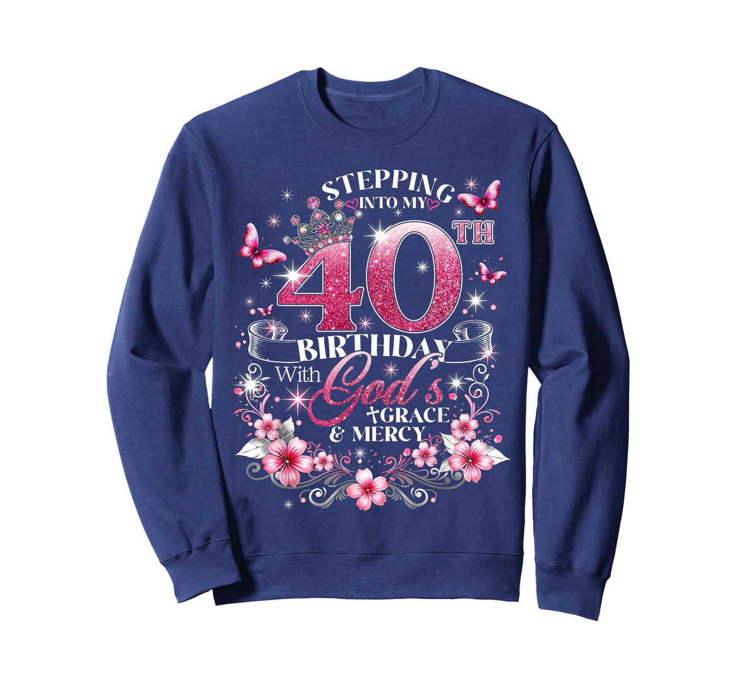 Womens Stepping Into My 40th Birthday with Grace & Faith T-Shirt