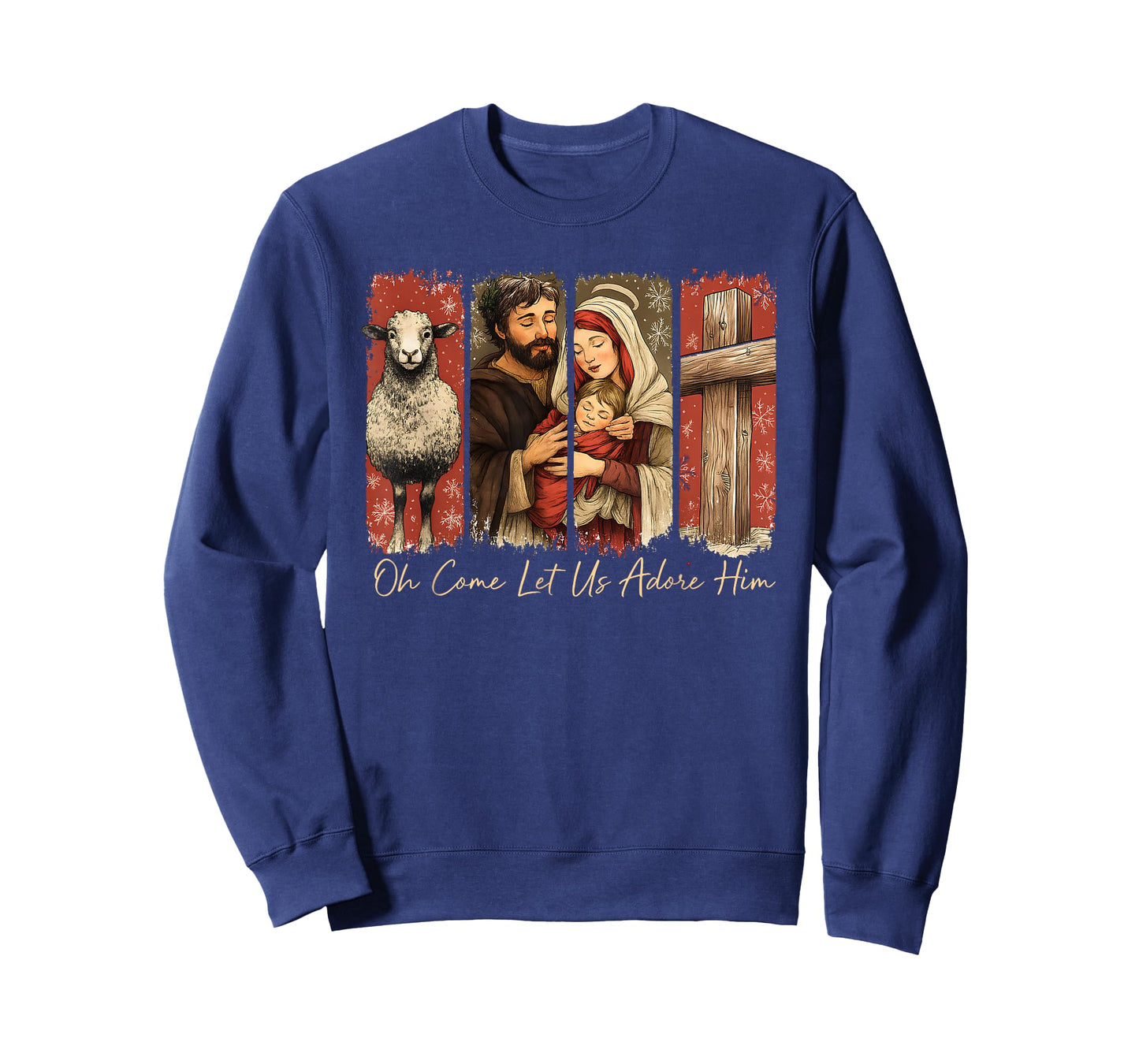 Oh Come Let Us Adore Him Nativity Holy Christian Christmas T-Shirt