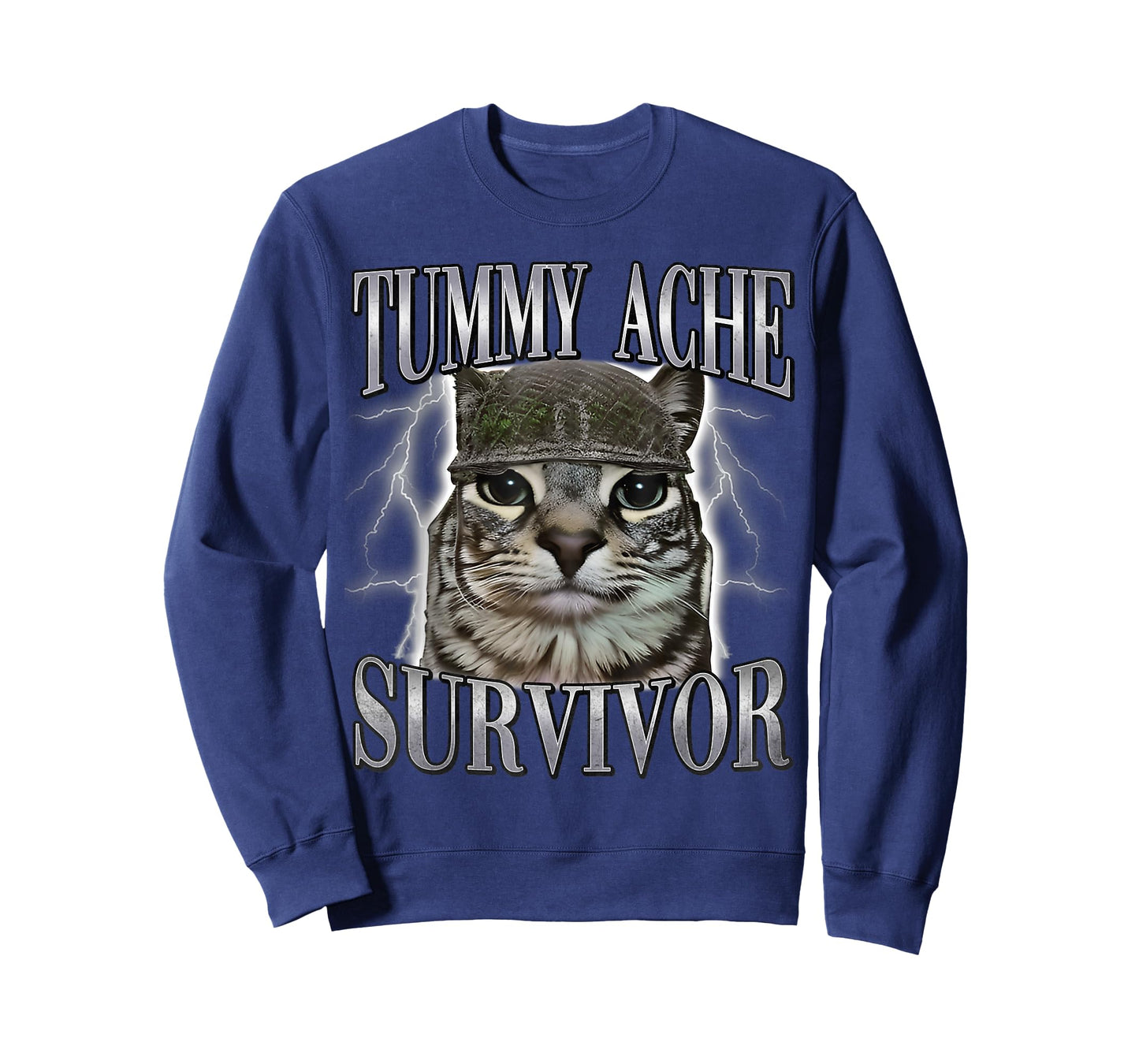 Tummy Ache Survivor Cat Meme Funny Saying Cats Animals Quote T-Shirt