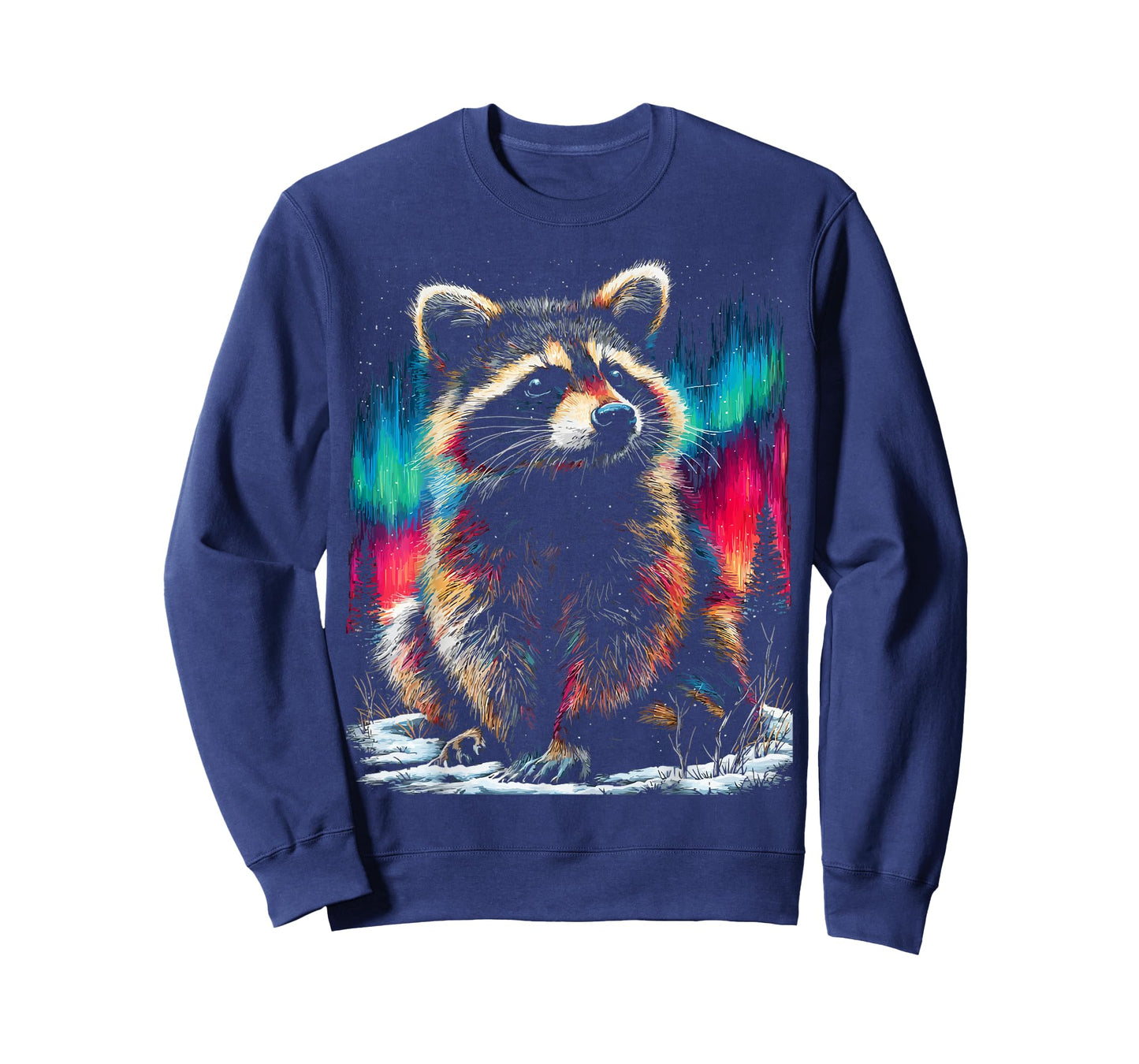 Colorful Raccoon Aurora Borealis Winter Season Forest Animal T-Shirt