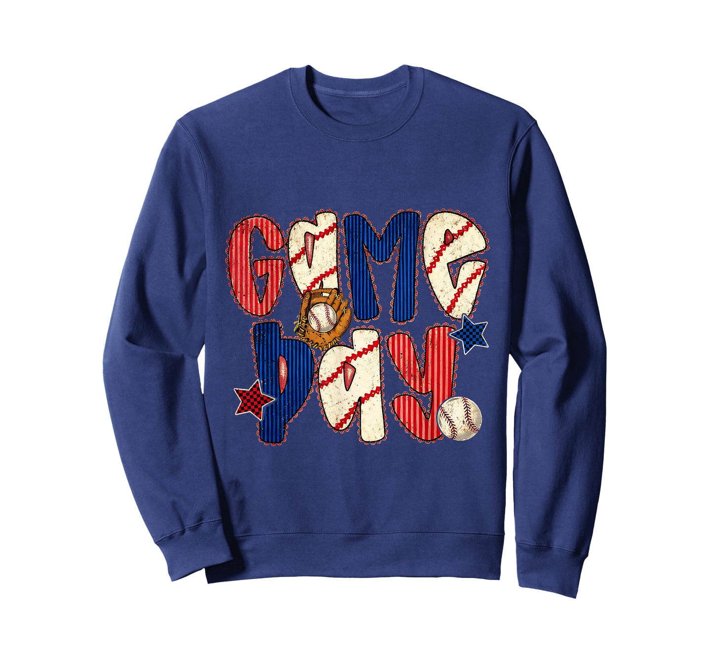 Preppy Baseball Game Day Retro Patchwork T-Shirt