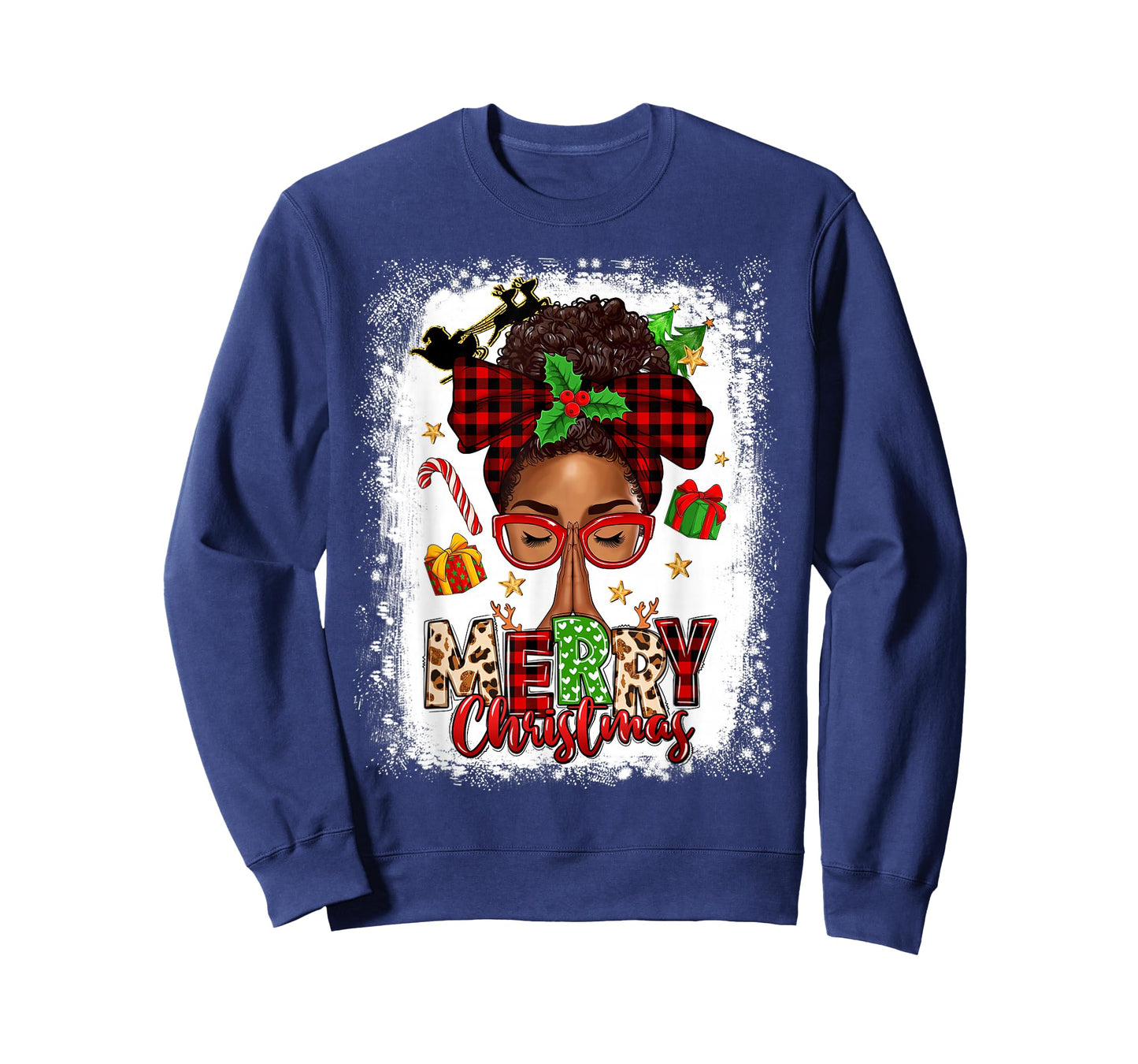 Merry Christmas African American Black Woman Christian T-Shirt