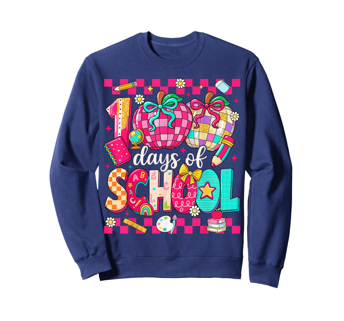 100 Days of School Disco Ball Teacher Girls Coquette T-Shirt