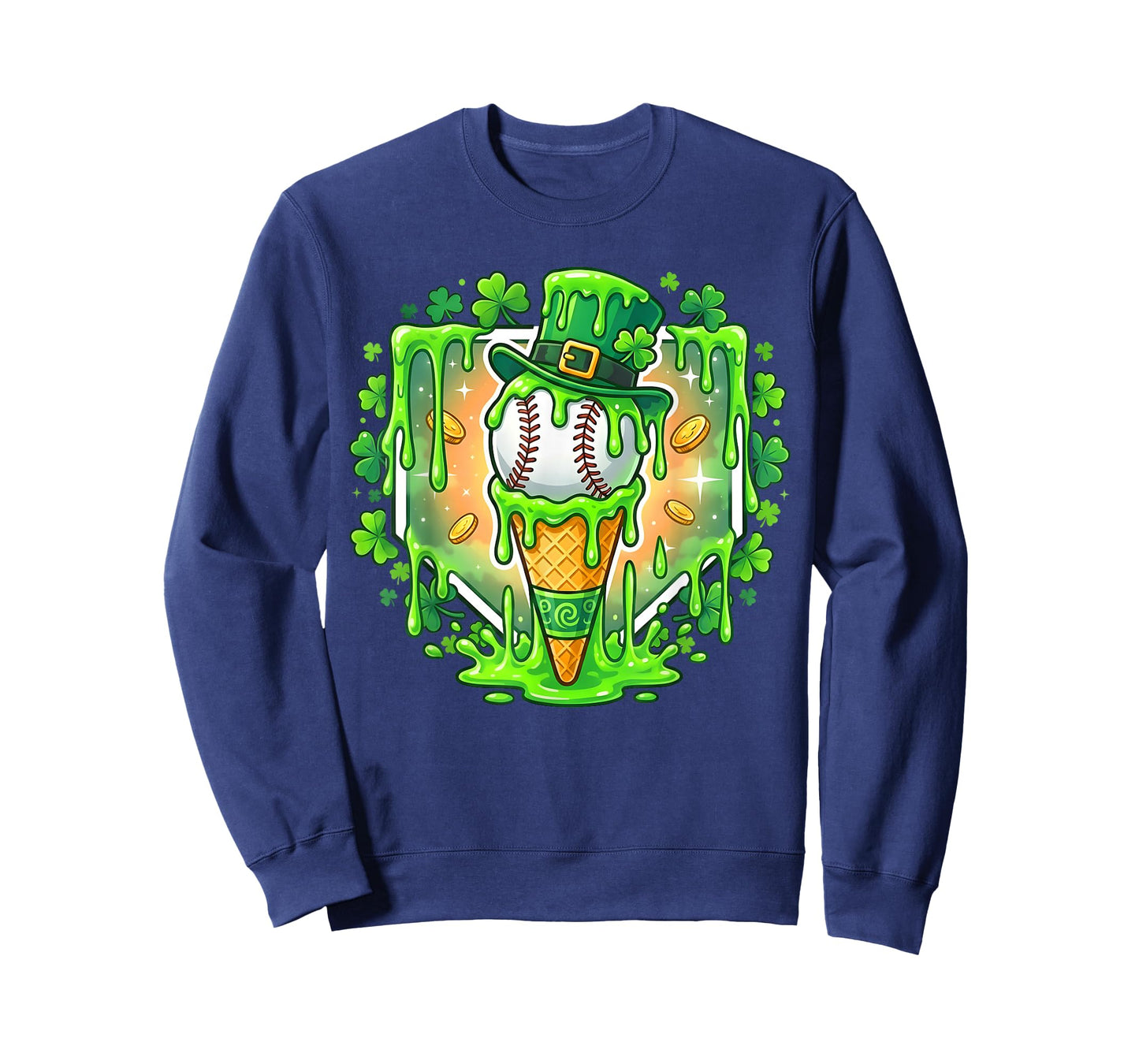 St Patrick Day Baseball Drip Ice Cream Baseball Home Plate T-Shirt