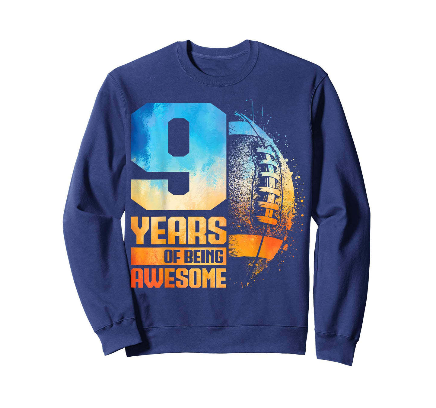 9th Birthday Retro American Football 9 Years Old Boy Girl T-Shirt