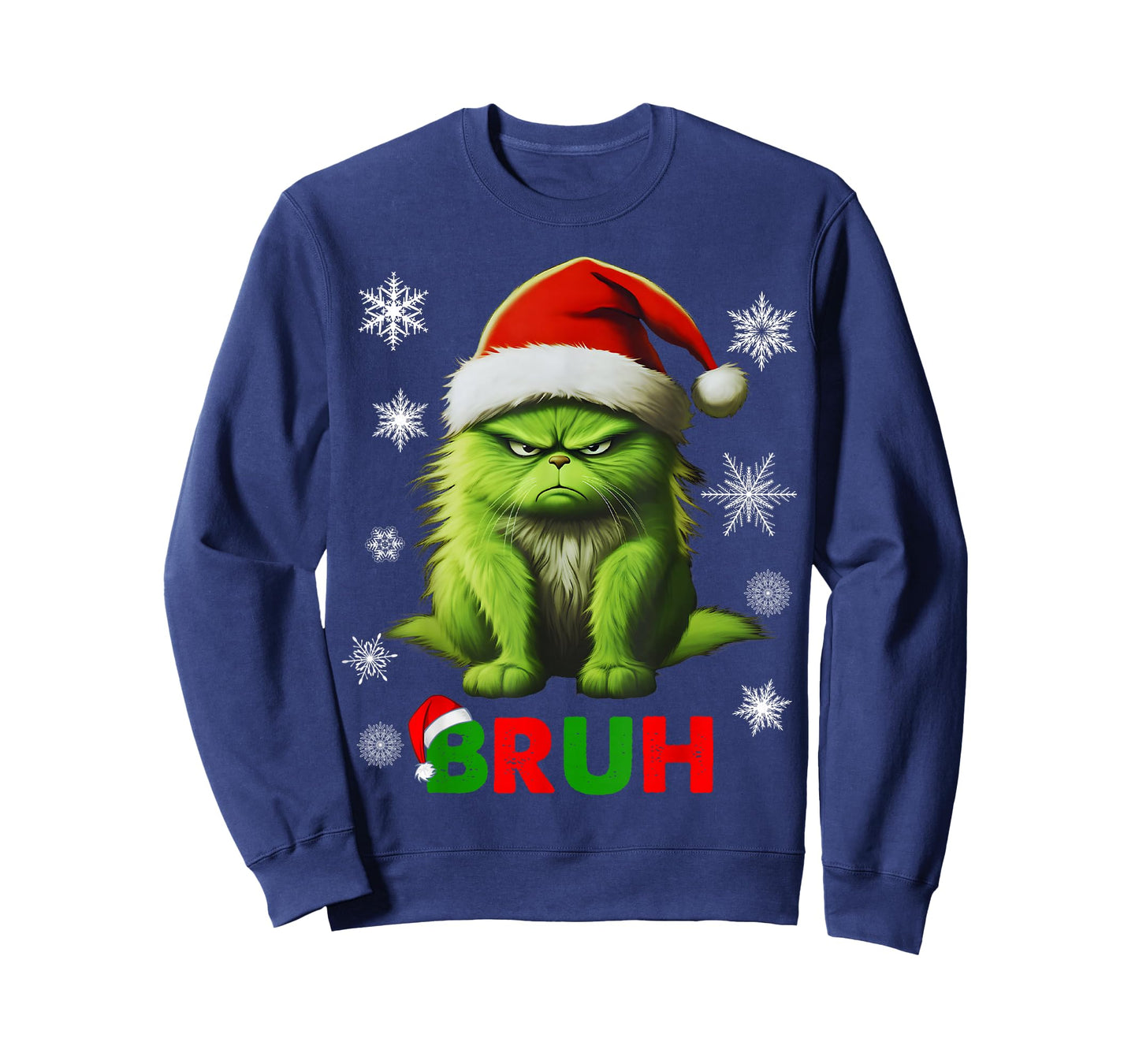 Funny Christmas Cat Bruh Y2K Xmas Meowy Cat Lovers Santa Hat T-Shirt