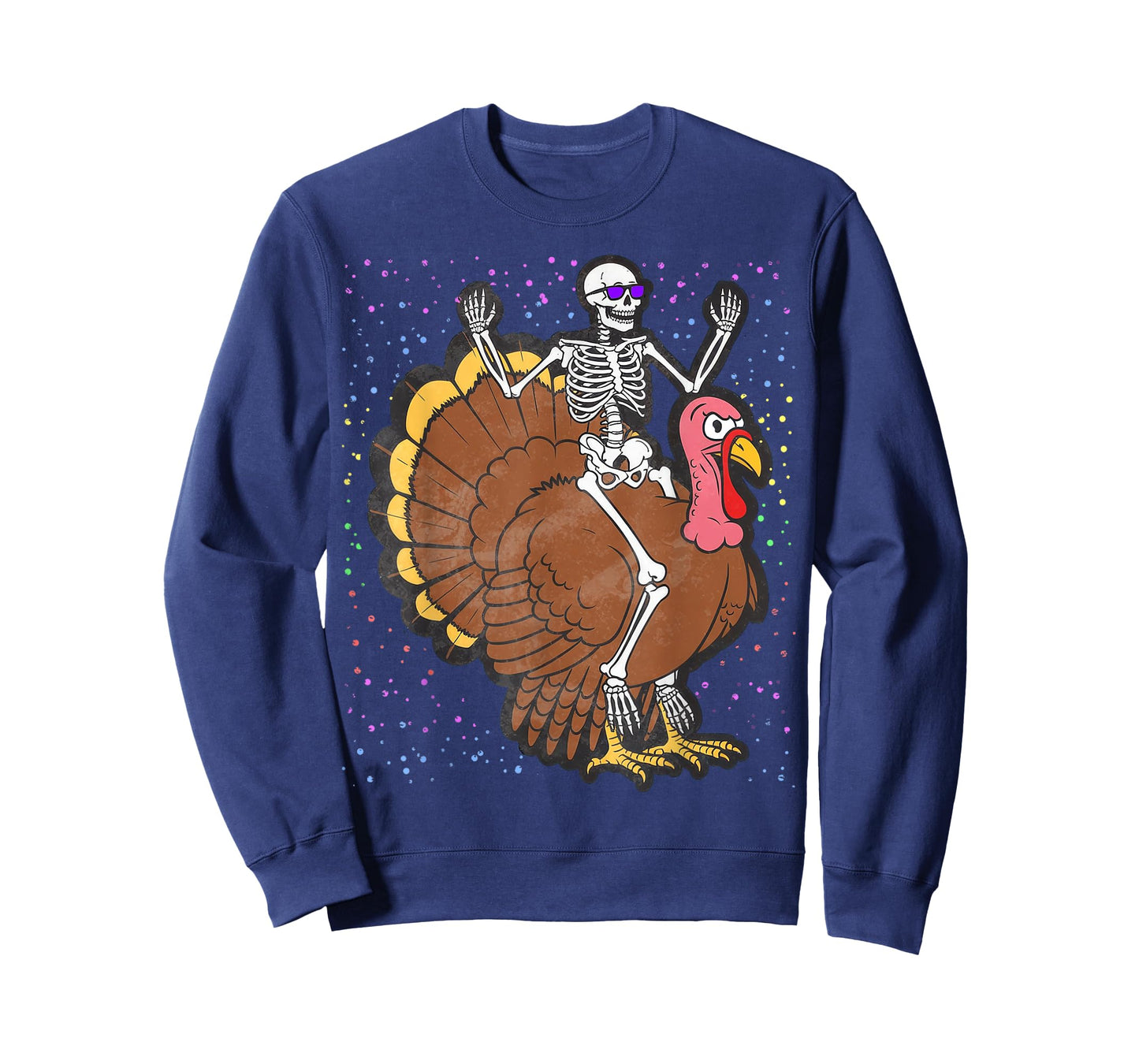 Skeleton Riding Turkey Thanksgiving Day Fall Autumn T-Shirt