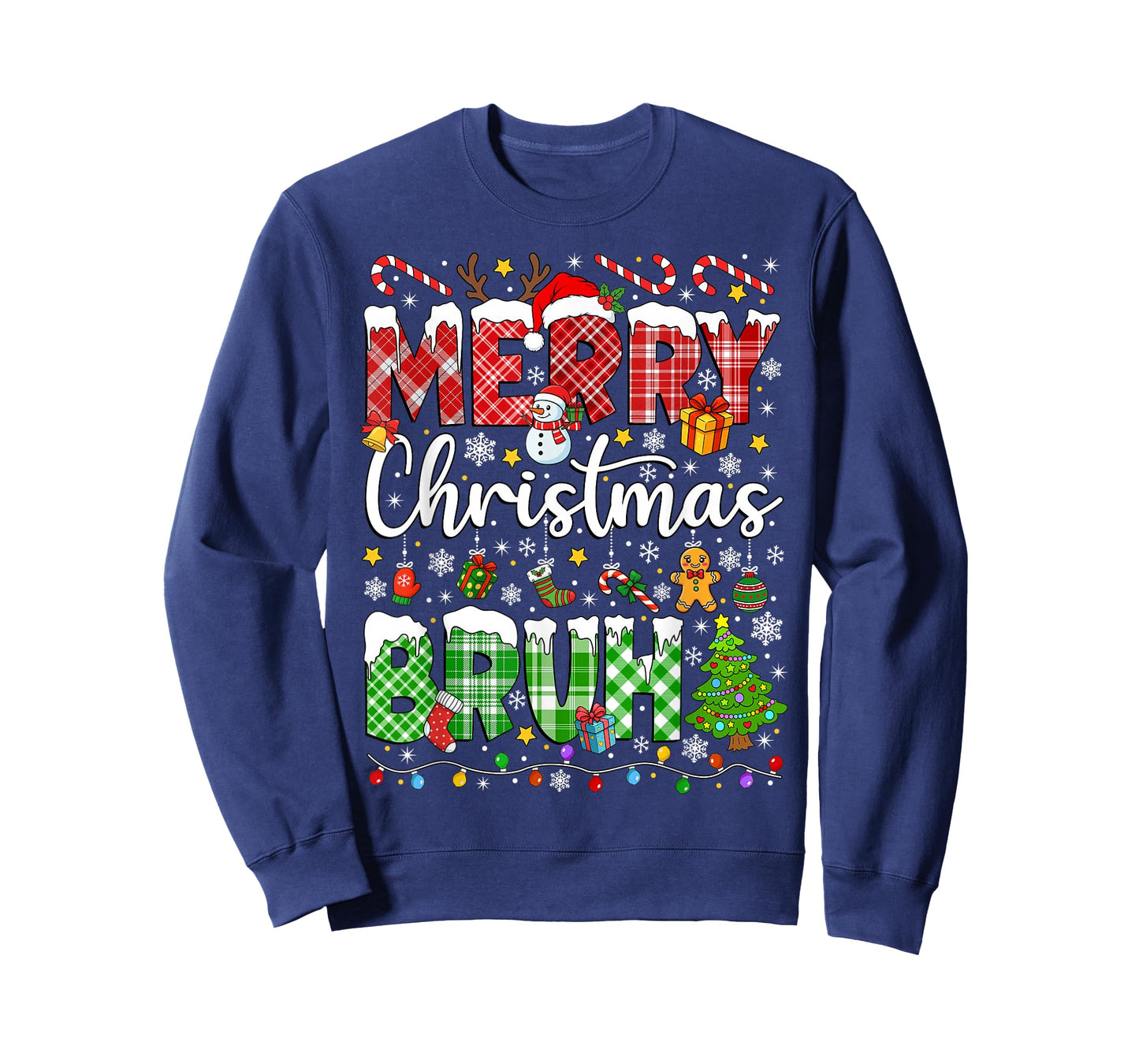Merry Christmas Bruh Santa Funny Red Plaid Teens Boys Kids T-Shirt