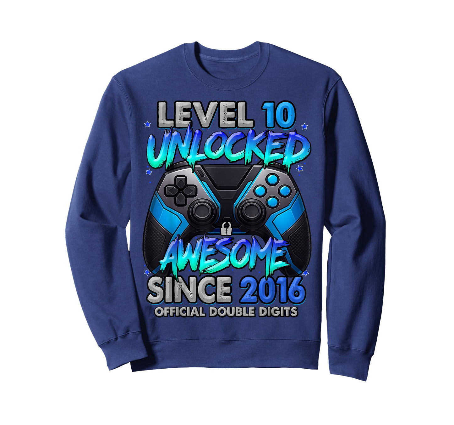 Level 10 Unlocked Awesome Since 2016 10th Birthday Gaming T-Shirt