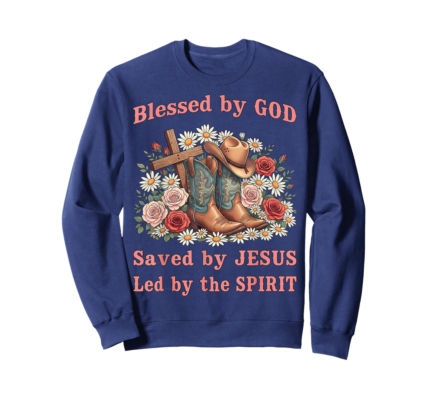 Blessed by God Saved by Jesus Pretty Cowboy Hat and Boots T-Shirt