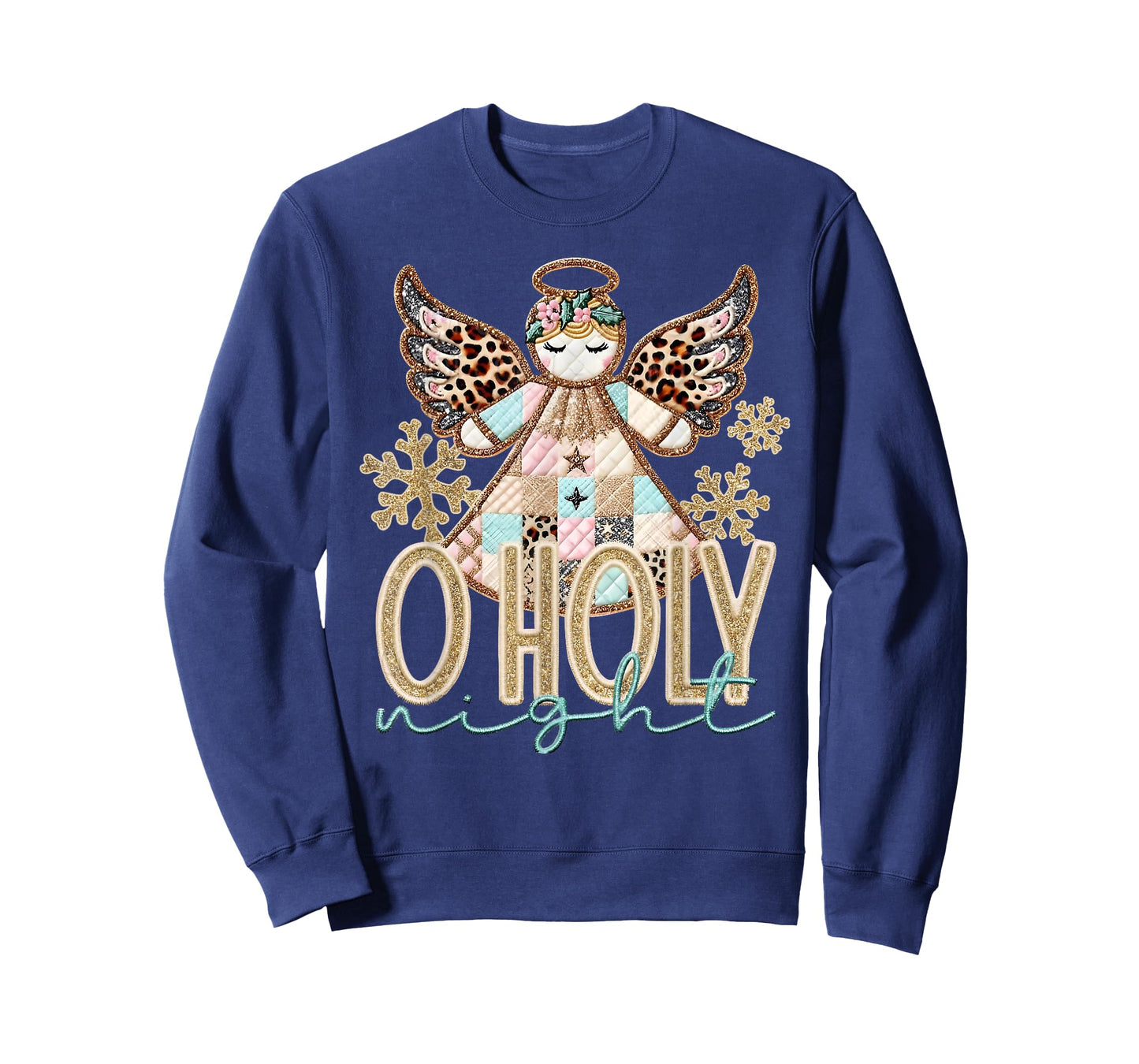 O Holy Night Patchwork Angel Christian Jesus Christmas Xmas T-Shirt