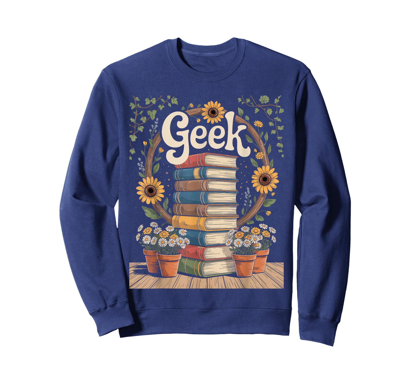 Books Geek Sunflower Floral Cute Vintage Books Reader Lover T-Shirt