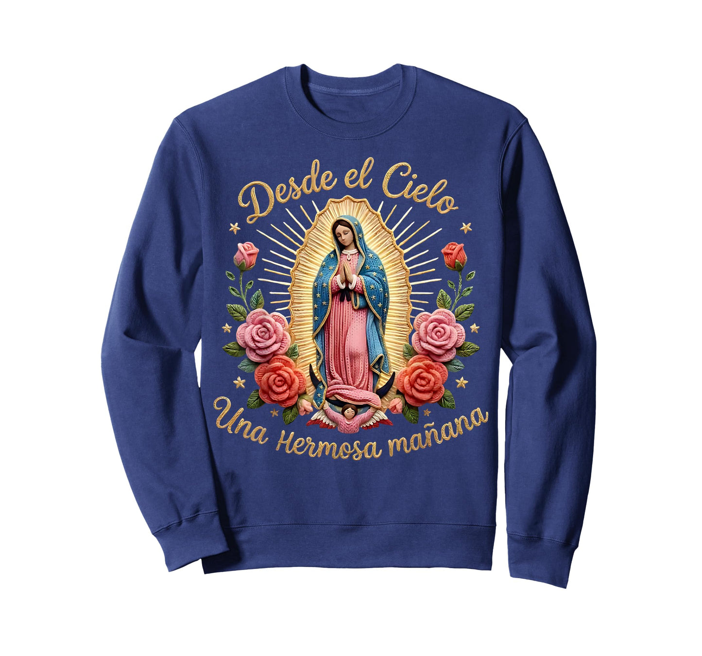 Our Lady Virgen De Guadalupe Saint Virgin Mary Pink Roses T-Shirt