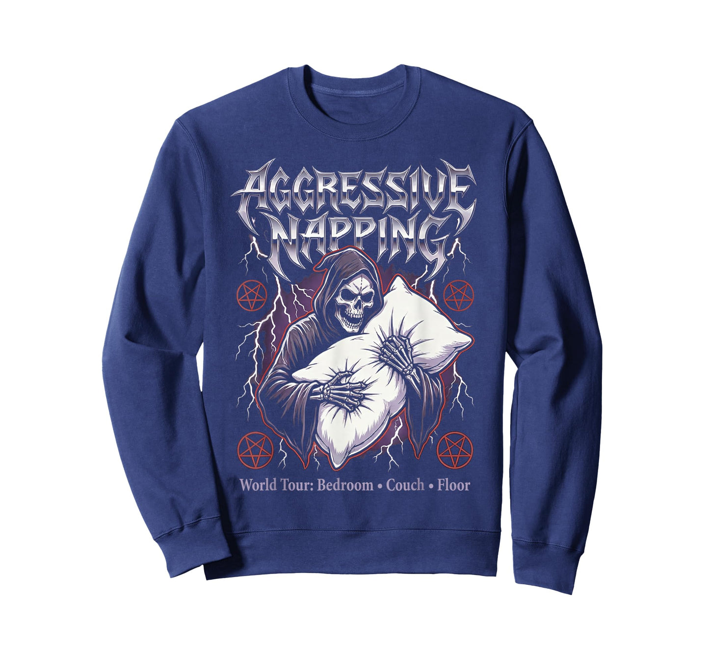 Aggressive Napping Funny Heavy Metal Grim Reaper Sleep T-Shirt