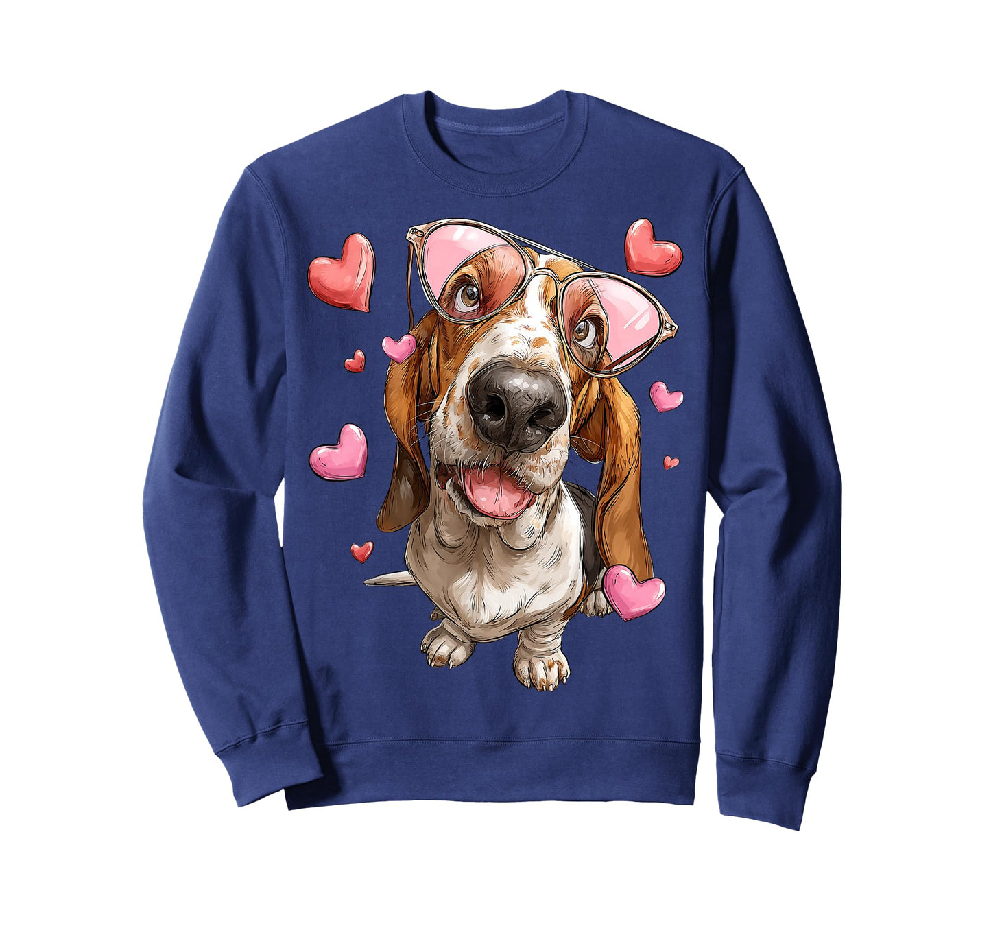 Basset Hound Dog Valentine's Day Heart Sunglasses T-Shirt