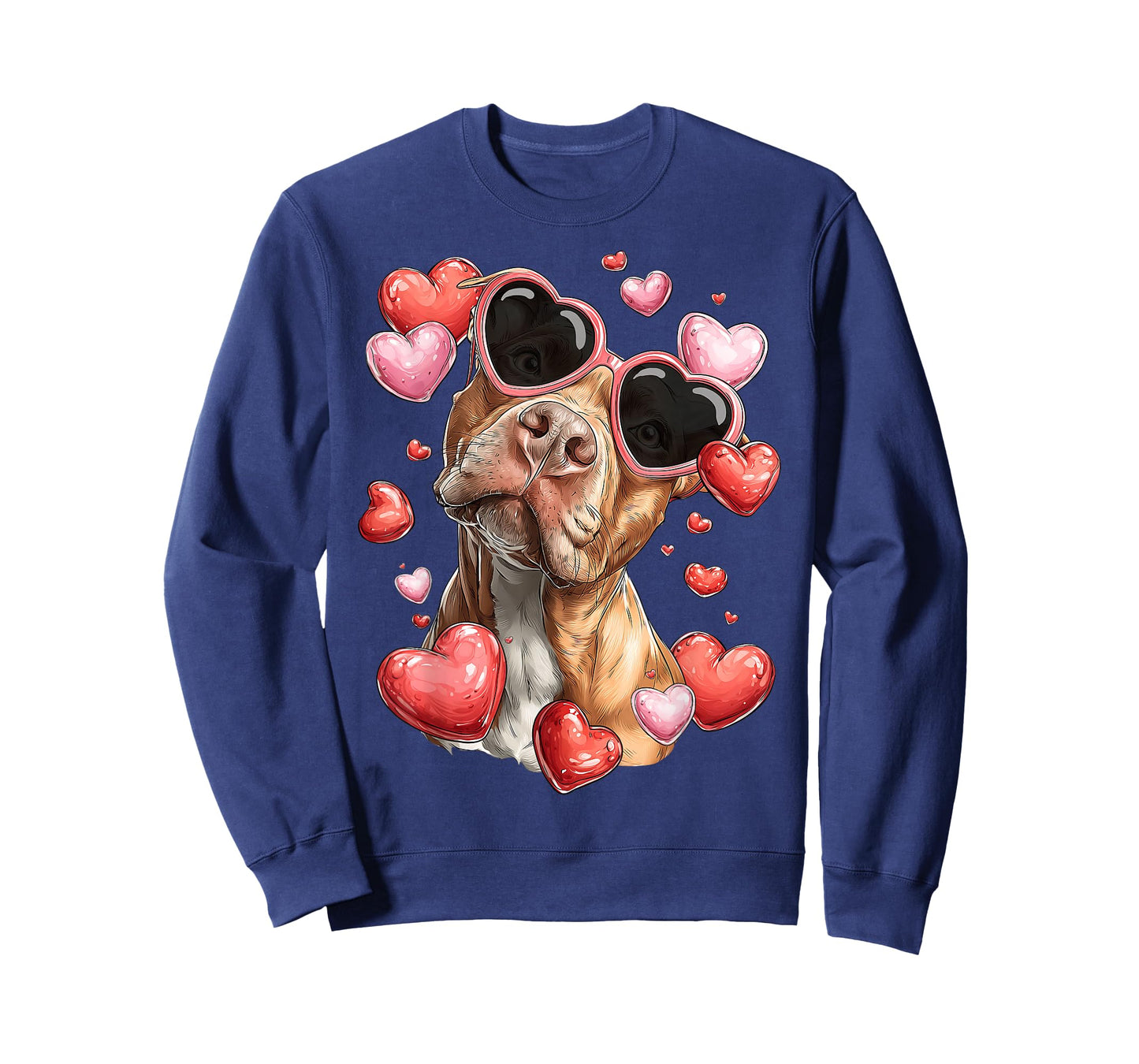 Pitbull Dog Valentine's Day Heart Glasses T-Shirt