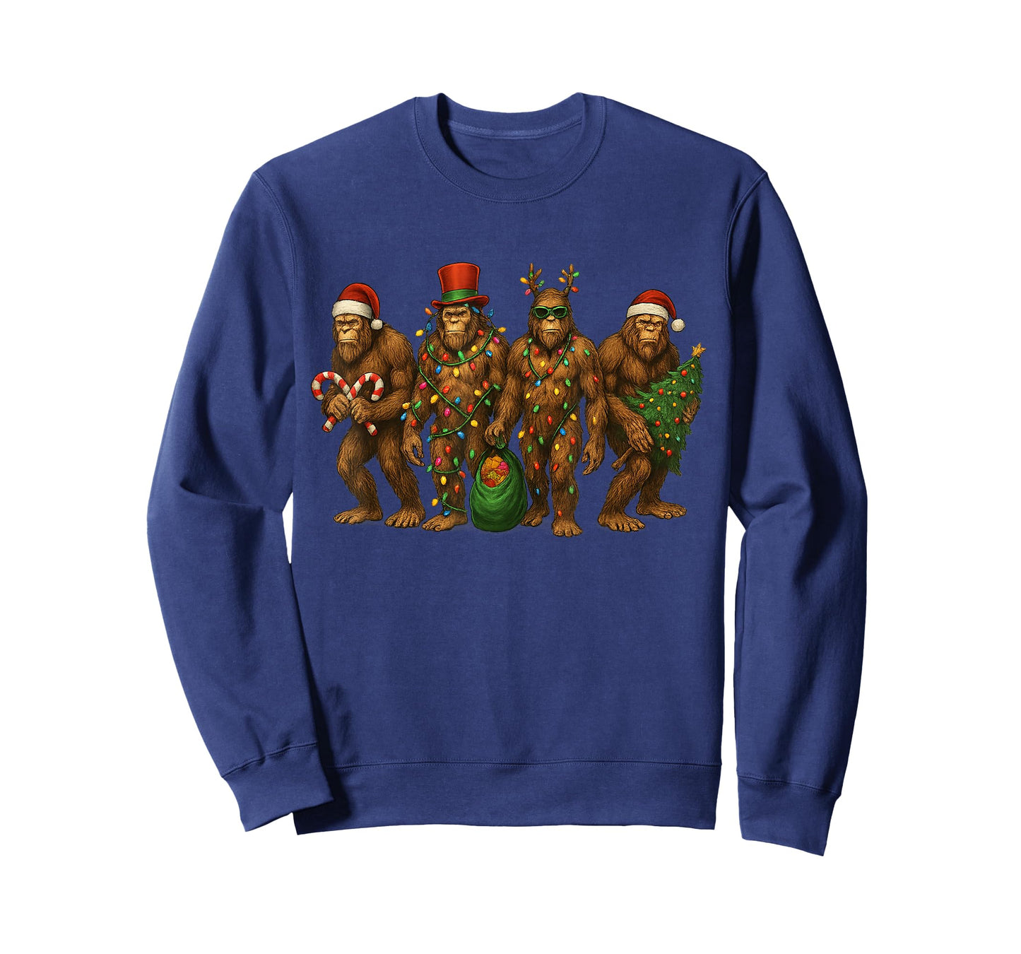 Funny Bigfoot Christmas Tree Lights with Candy Merry Xmas T-Shirt
