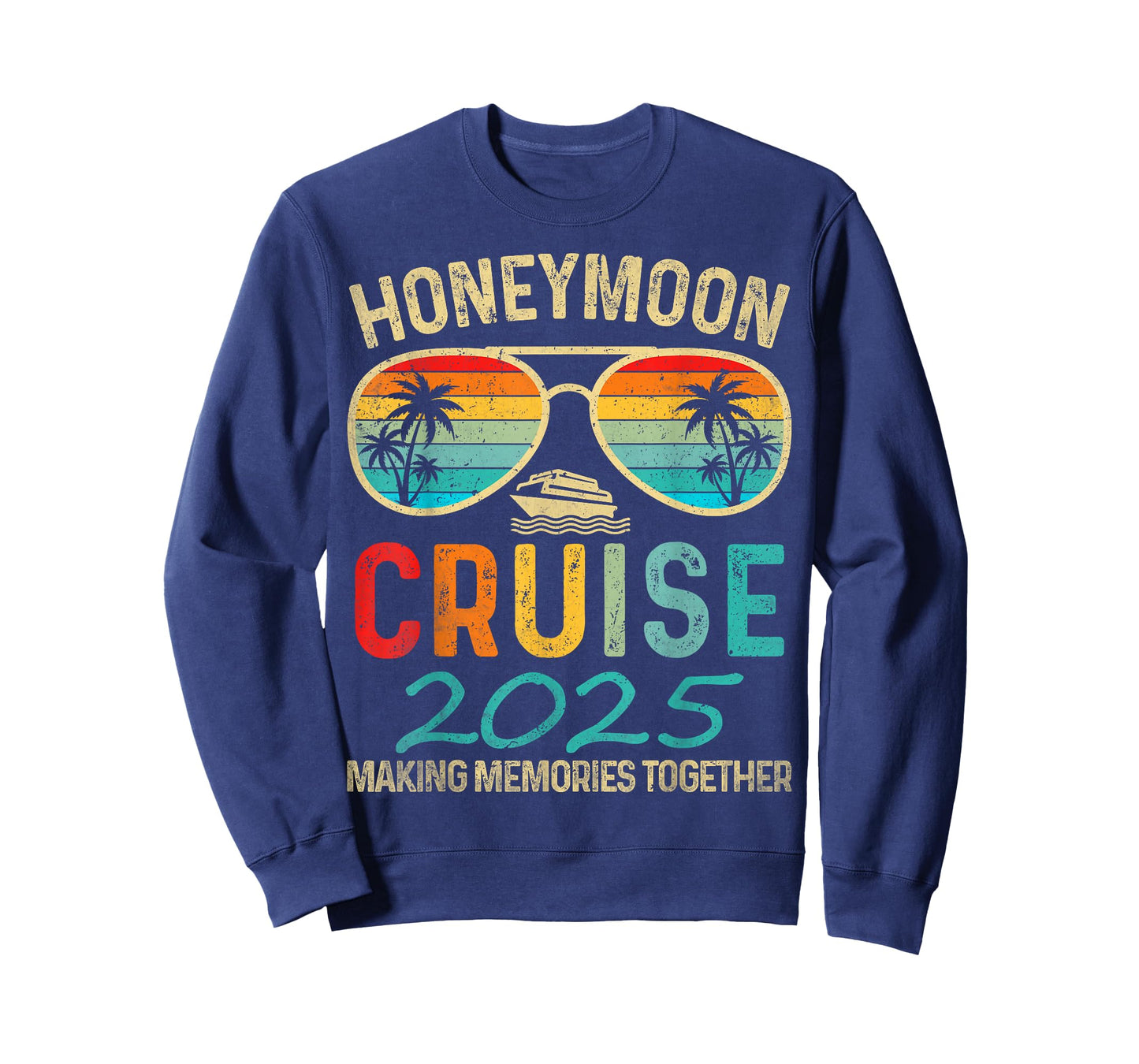 Funny Just Married Honeymoon Cruise 2025 for Couples Wedding T-Shirt