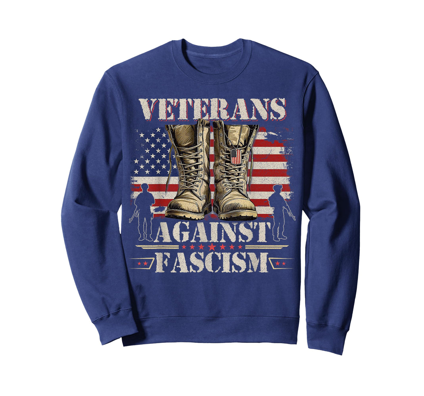 Veterans Against Fascism - Vintage US Flag Combat Boots Army T-Shirt
