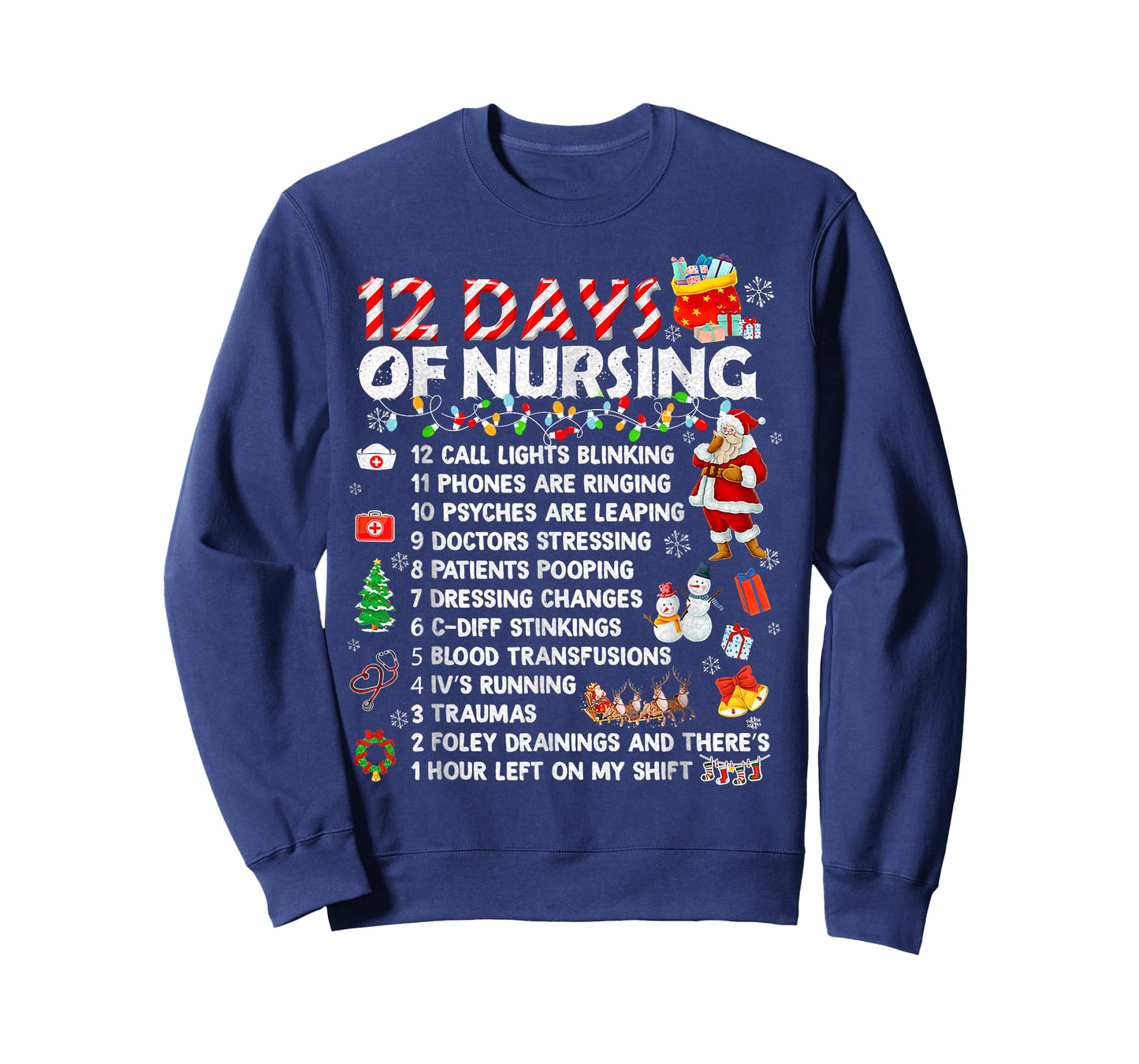 Nurses Merry Christmas Funny 12 Days of Nursing Xmas Women T-Shirt