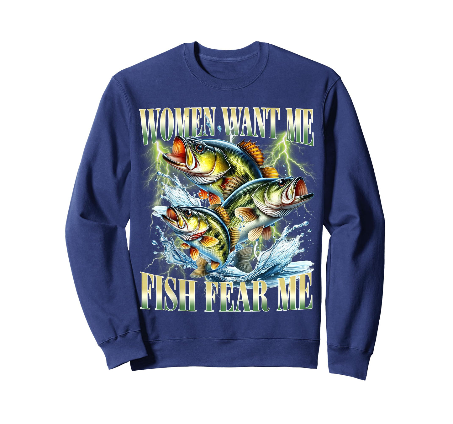 Vintage Women Want Me Fish Bass Fear Me Funny Fishing Men T-Shirt