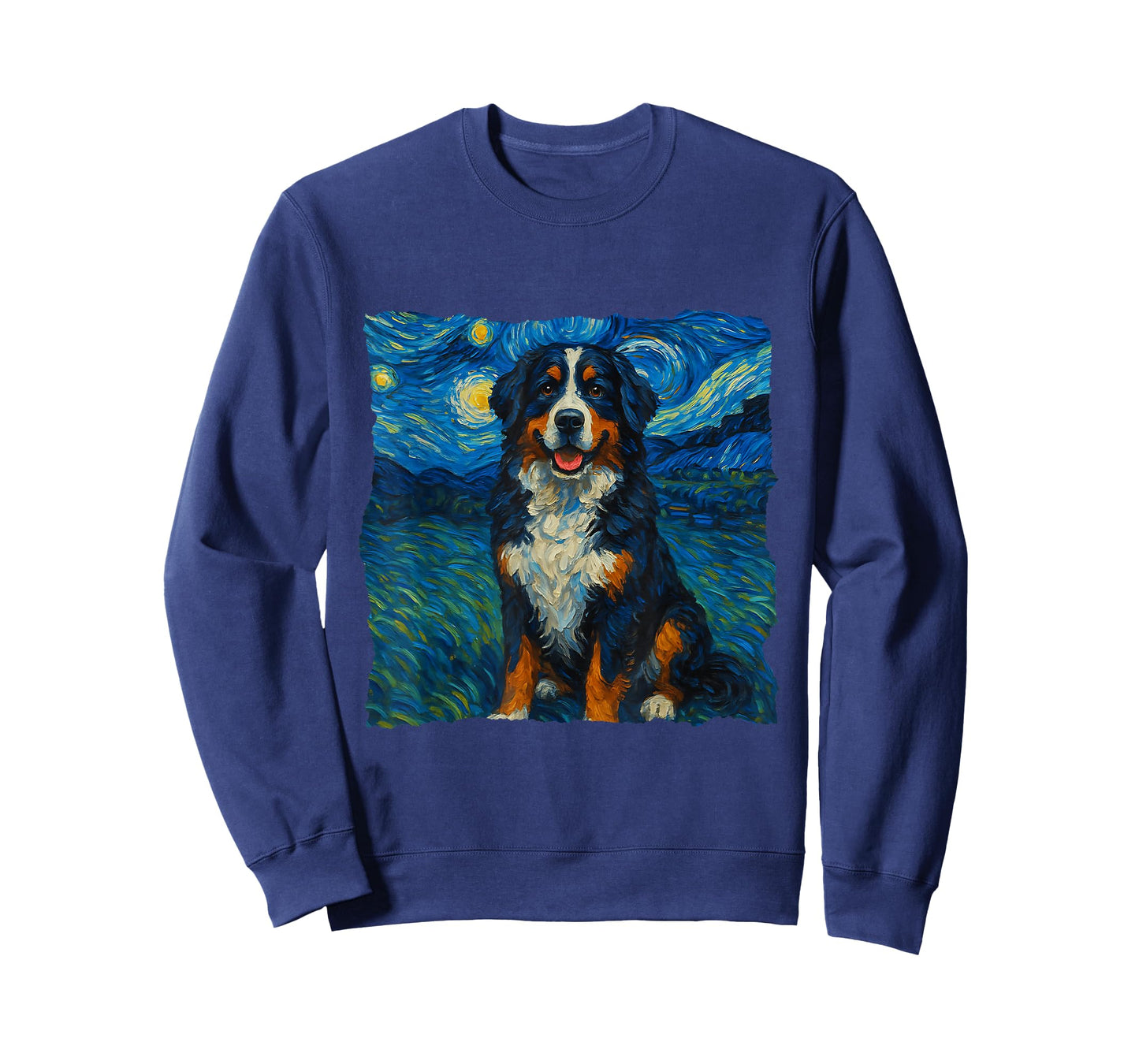 Bernese Mountain Dog Starry Night Style Painting Dog Lovers T-Shirt