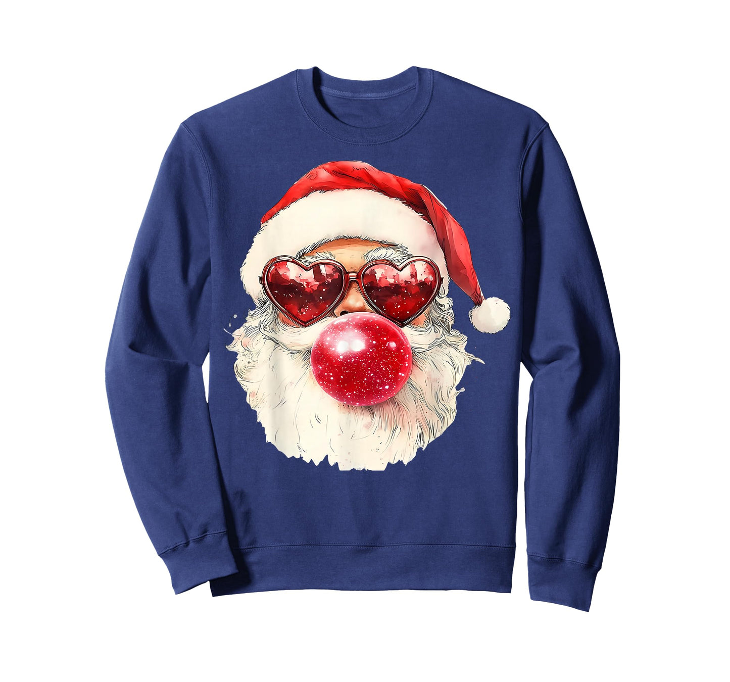 Cute Retro Santa Christmas Blowing Bubble Gum Vintage Girly T-Shirt