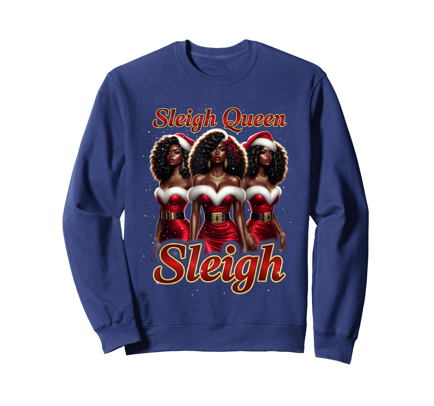 Sleigh Queen Christmas African American Melanin Afro T-Shirt