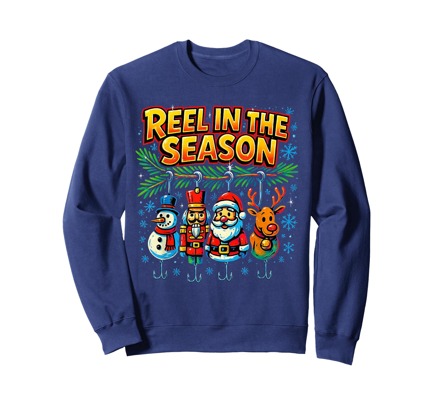 Reel in The Season Funny Fishing Christmas Design T-Shirt