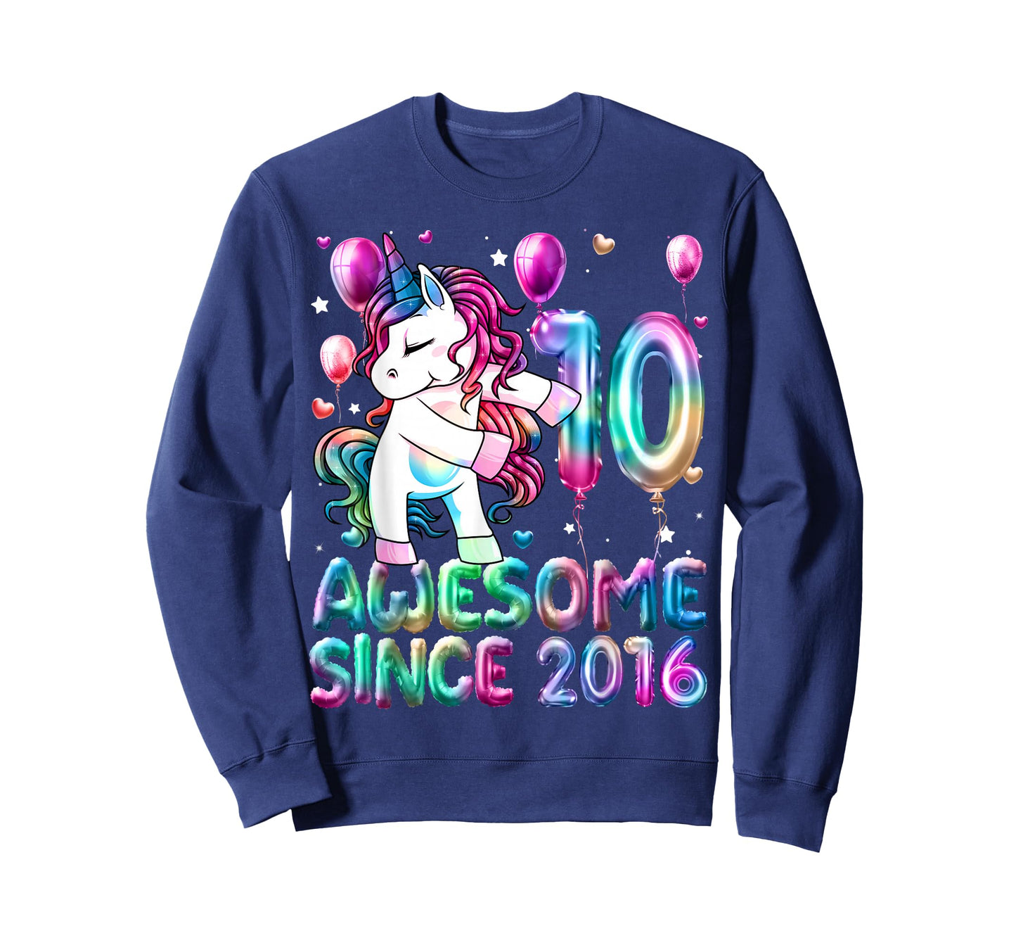 10 Year Old Awesome Since 2016 Unicorn 10th Birthday Girl T-Shirt
