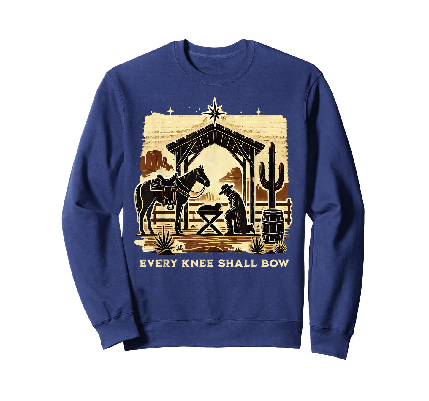Cowboy Christmas Bible Scripture Verse Western Jesus Mens T-Shirt