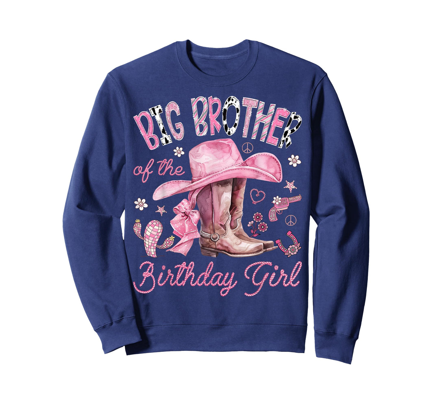 Big Brother of The Birthday Girl Pink Cowgirl Western Rodeo T-Shirt