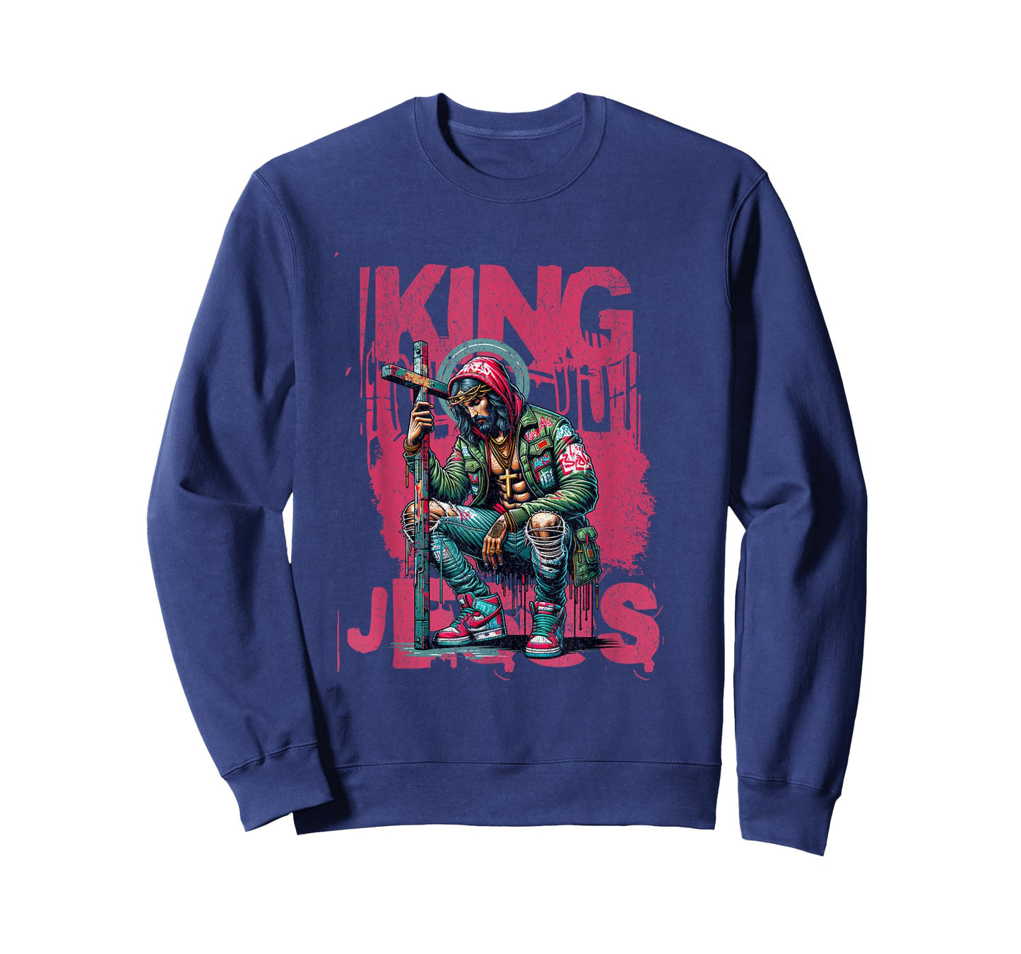 King Jesus Christian Faith | Christ with Cross for Men Women T-Shirt