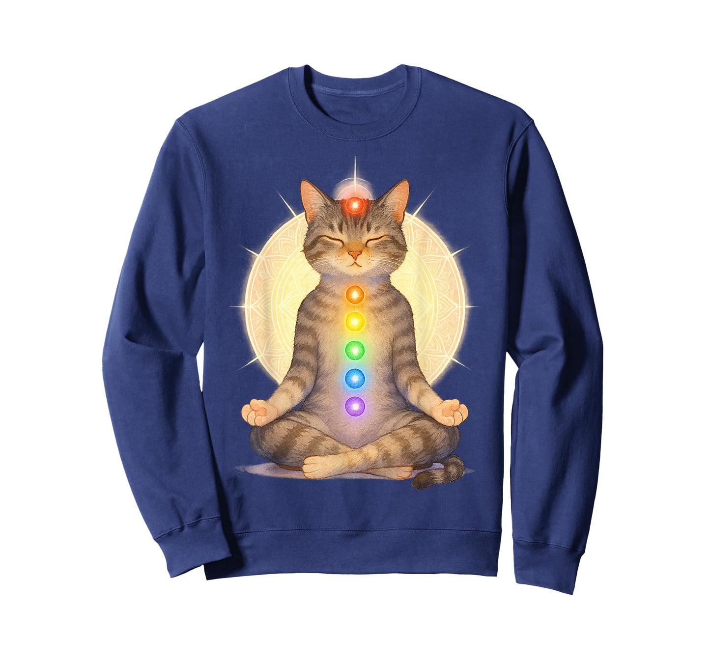 Meditating Chakra Cat Yoga Spiritual Cat Lovers Mandala T-Shirt