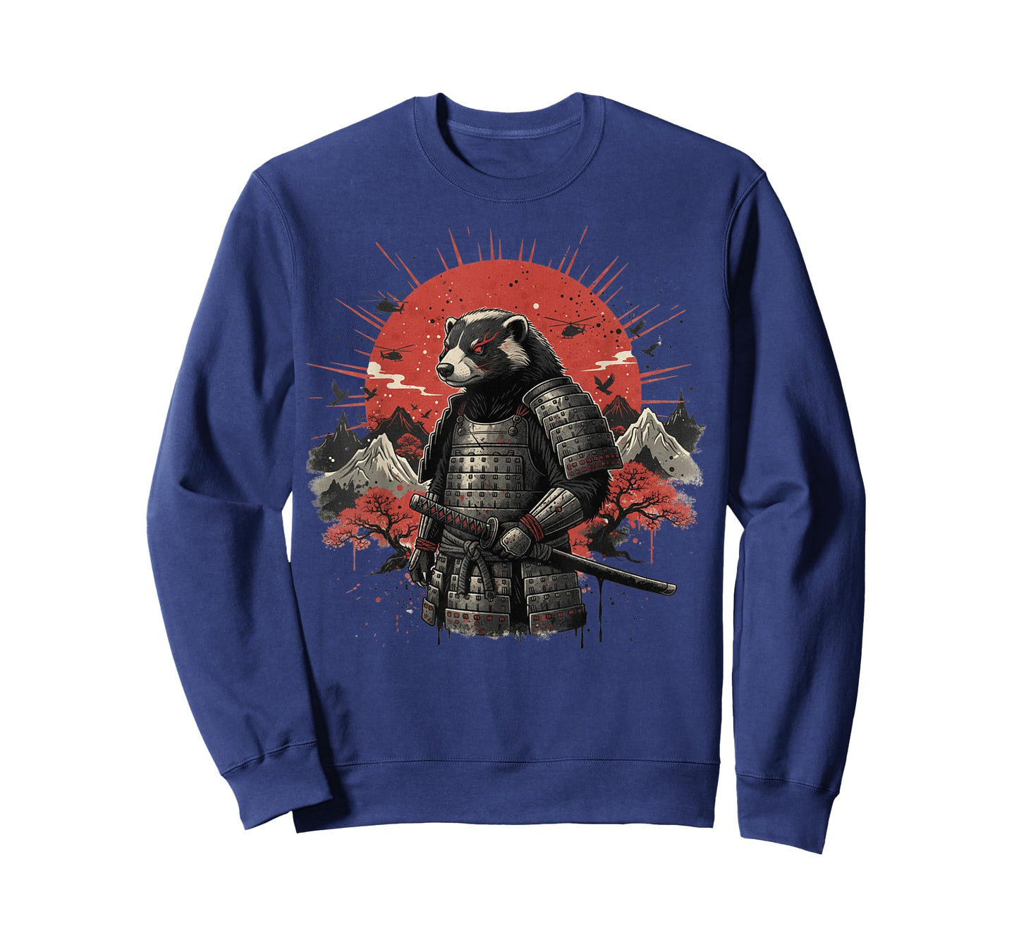 Cool Samurai Honey Badger Warrior Japanese Sunset Graphic T-Shirt