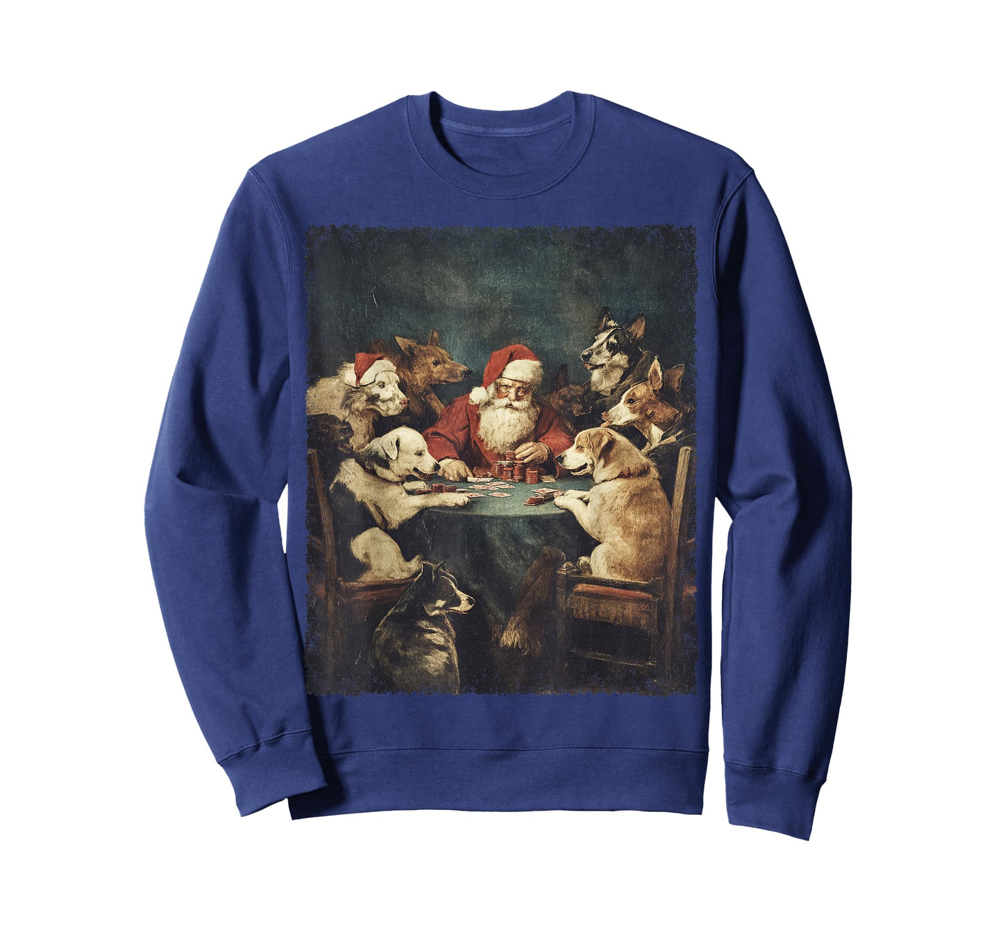 Christmas Santa Playing Cards Dogs Playing Poker T-Shirt