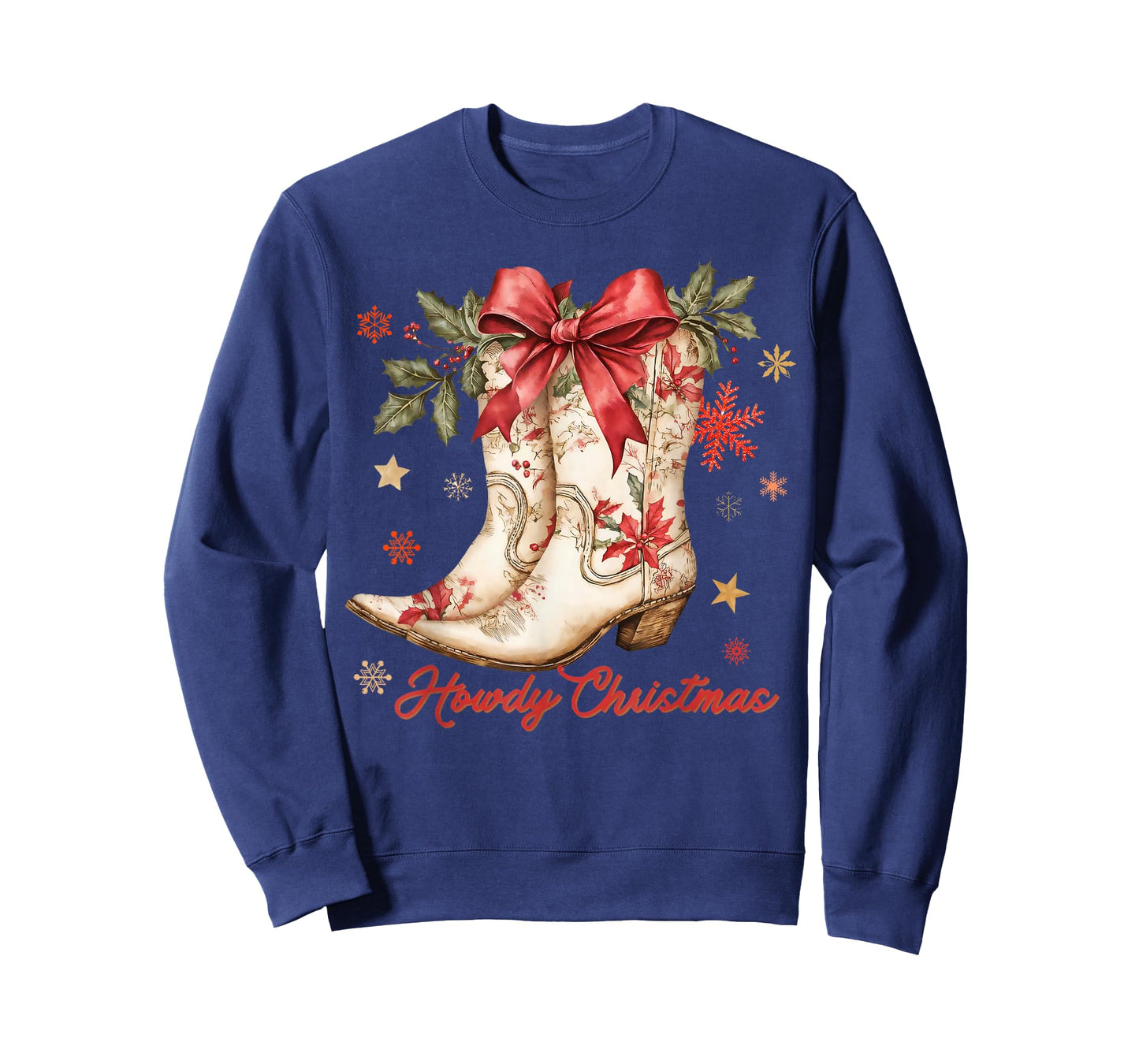 Merry and Bright Cowgirl Boot Christmas Western Cowboy T-Shirt