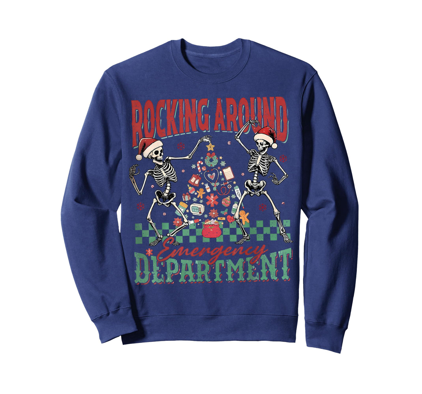 ER Christmas Nurse Rockin Around The Emergency Room Skeleton T-Shirt