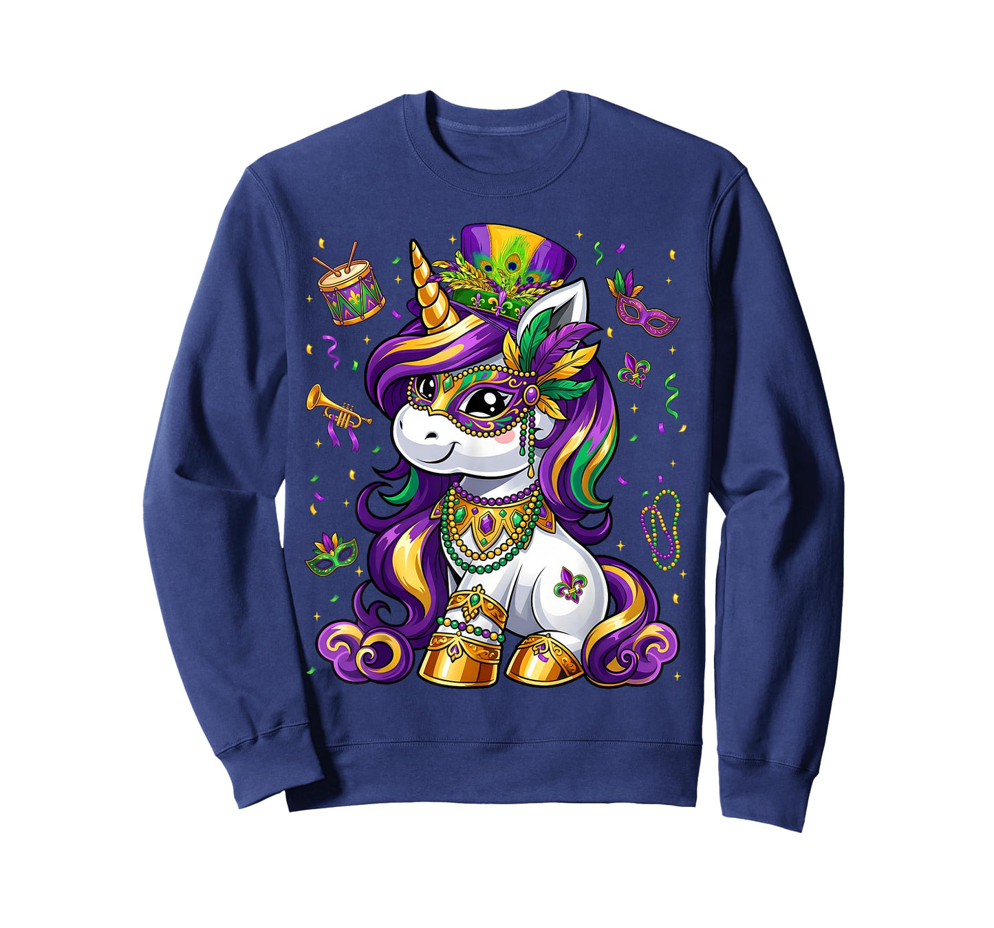 Cute Mardi Gras Princess Unicorn Bead Women Girl Kid Toddler T-Shirt