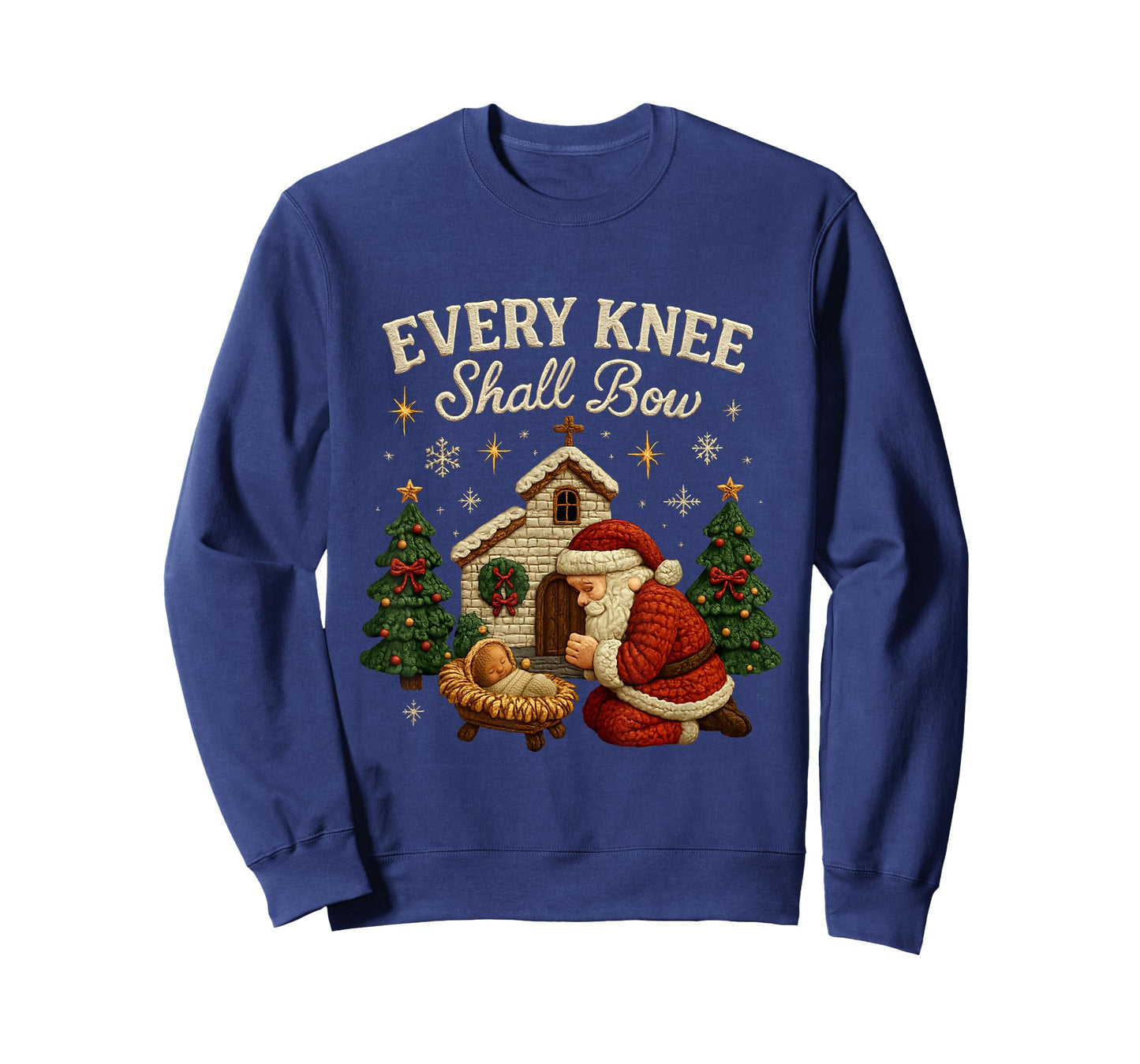 Every Knee Shall Bow Christmas Nativity Design T-Shirt