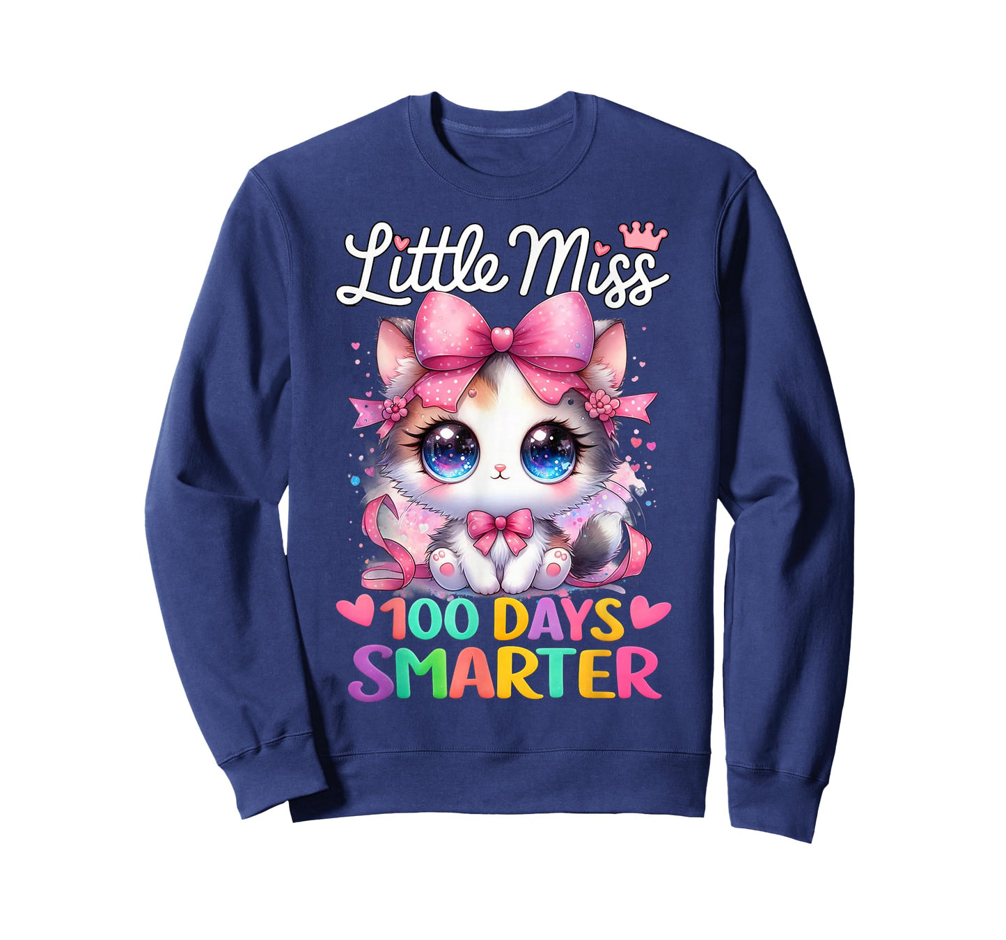 Little Miss 100 Days Smarter 100 Days of School Cat for Gril T-Shirt