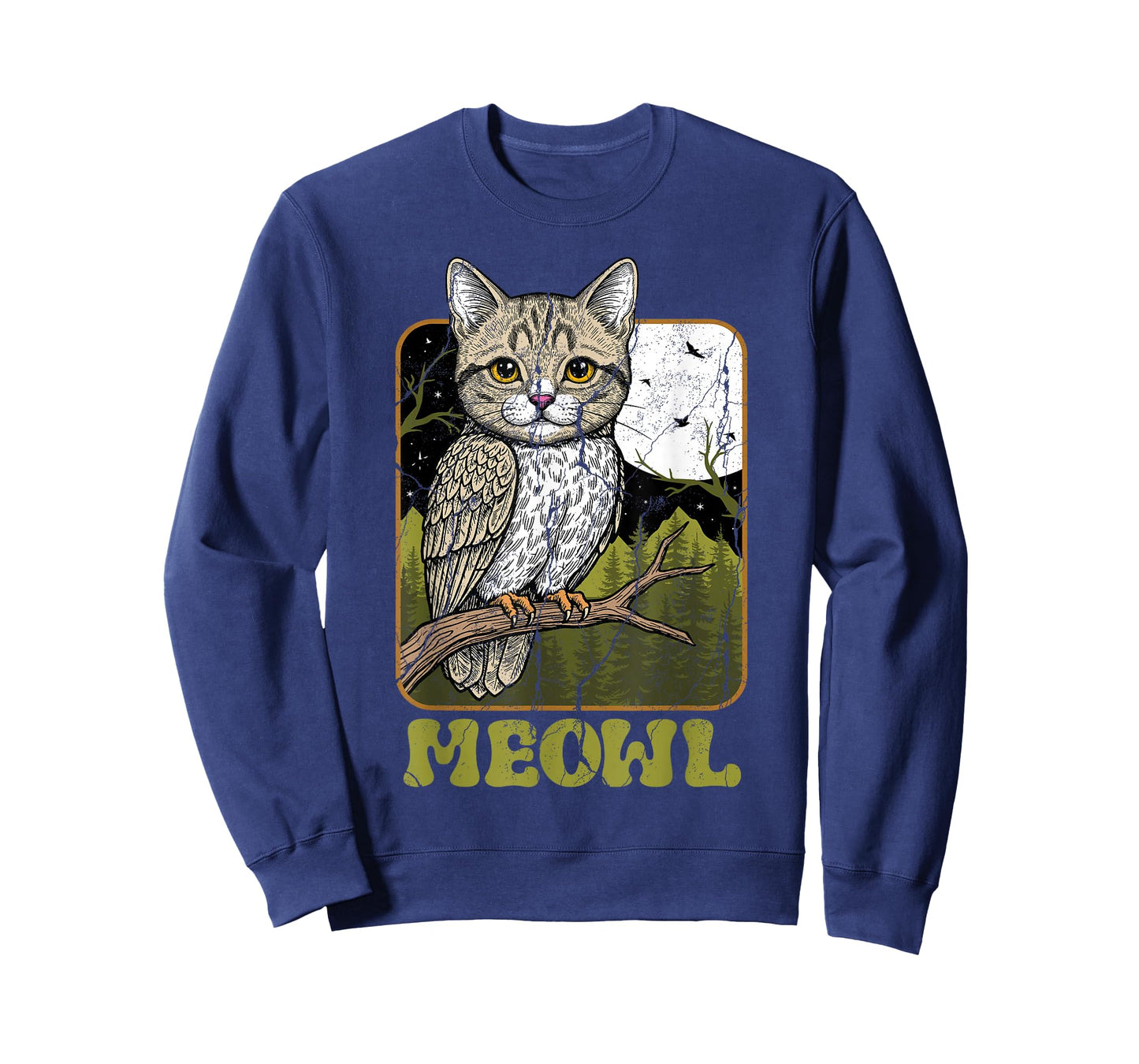 Funny Cat Owl Meme Meowl Internet Brainrot Cursed Vintage T-Shirt