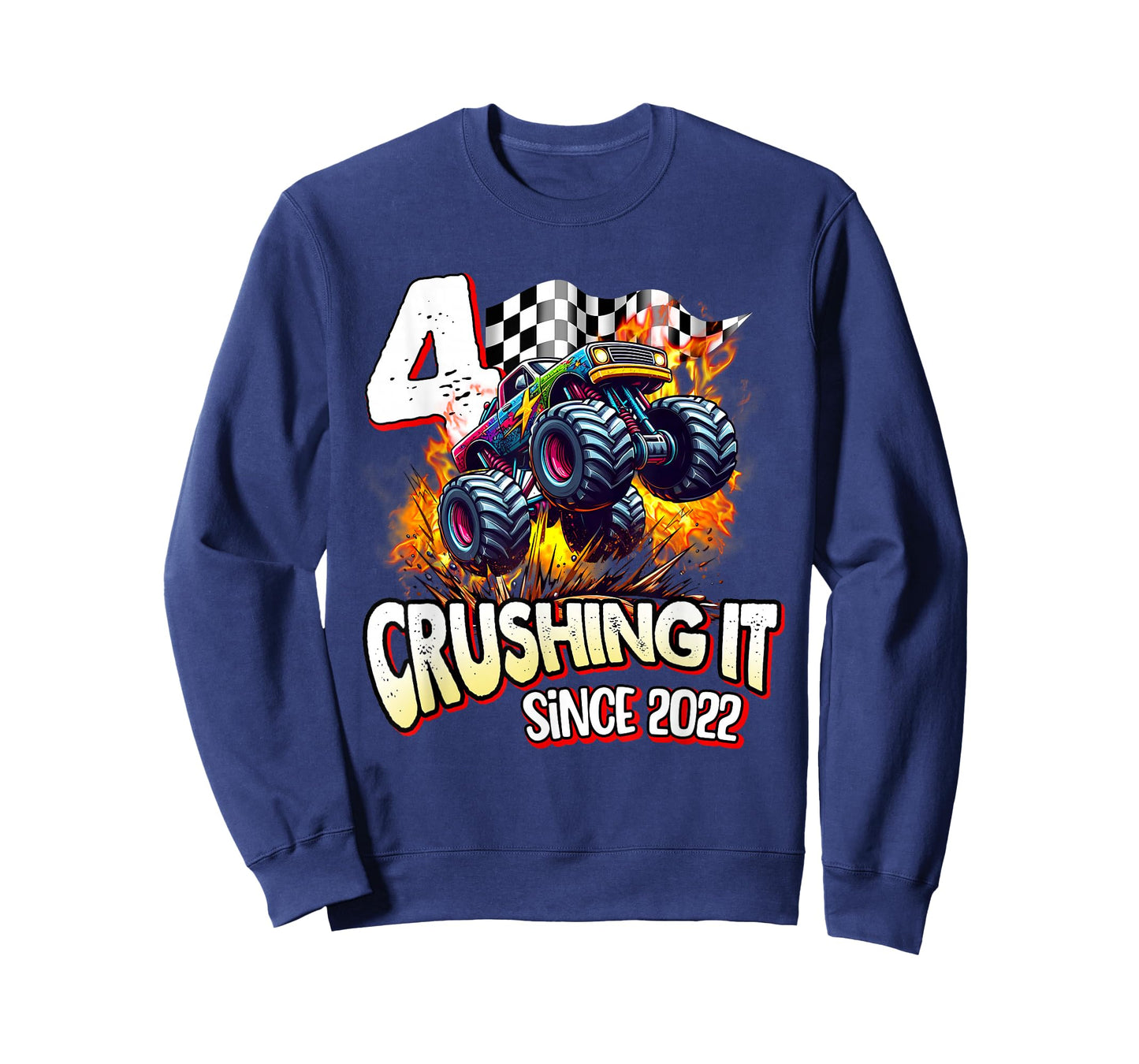 Birthday Monster Truck 4 Years Old Boys 4th Party Born 2022 T-Shirt
