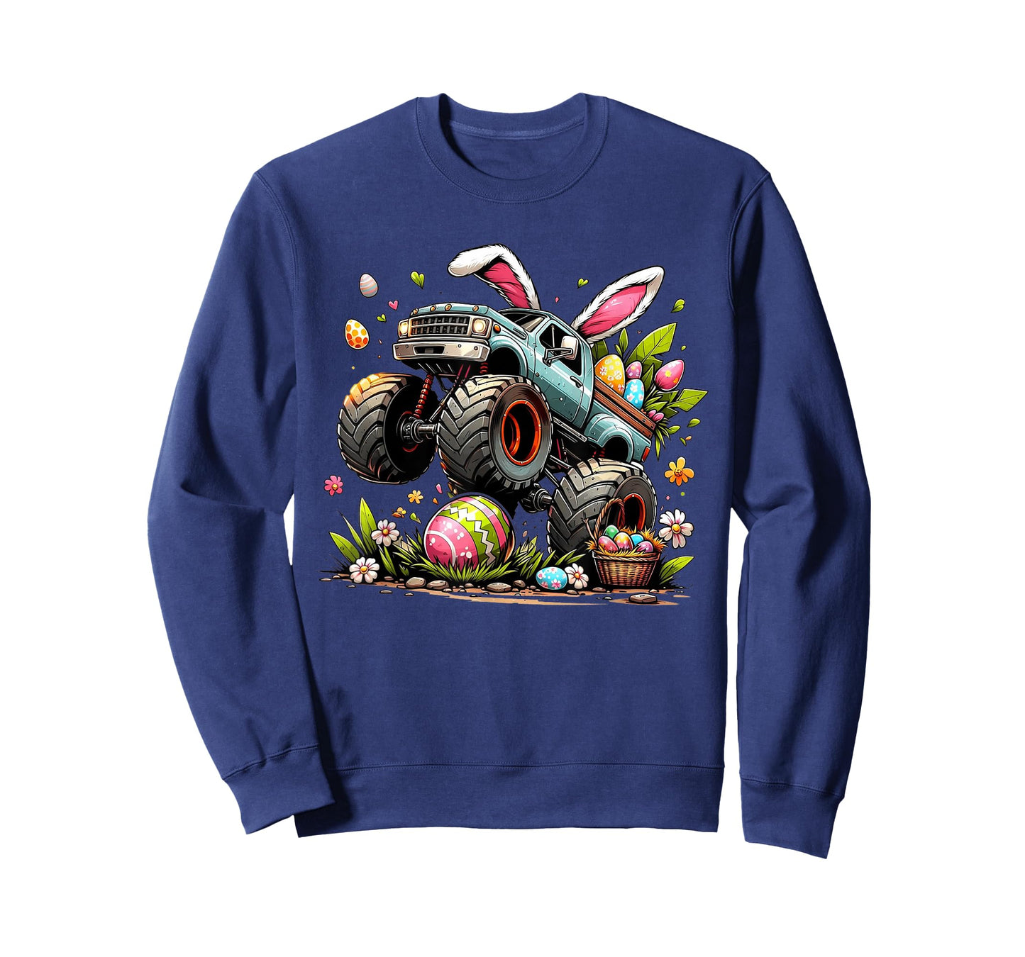 Kids Boys Happy Easter Day Bunny Monster Truck Egg Hunt T-Shirt
