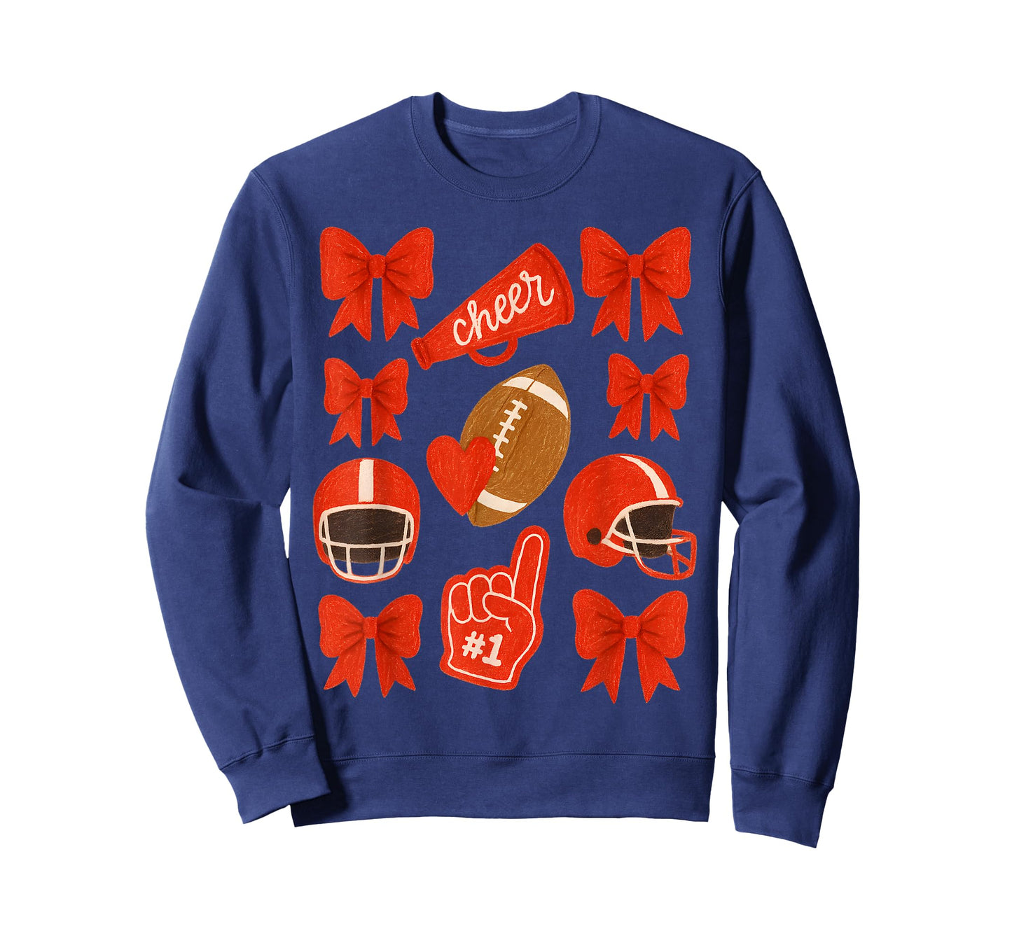 Bow Cheer Football Girl Red Bowknot Cheerleader Football T-Shirt