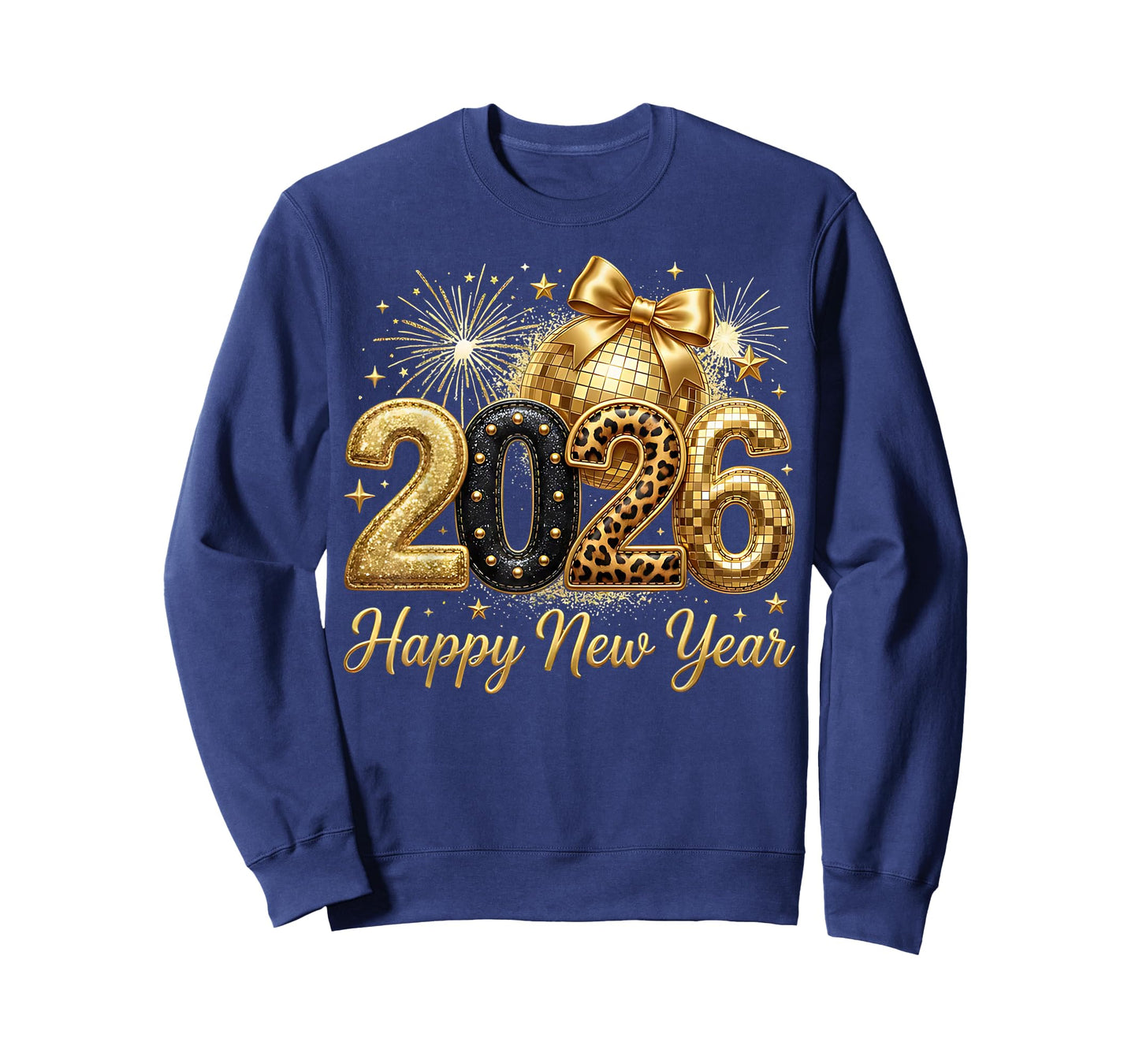 Happy New Year Party 2026 Disco Ball Bow Matching Men Women T-Shirt