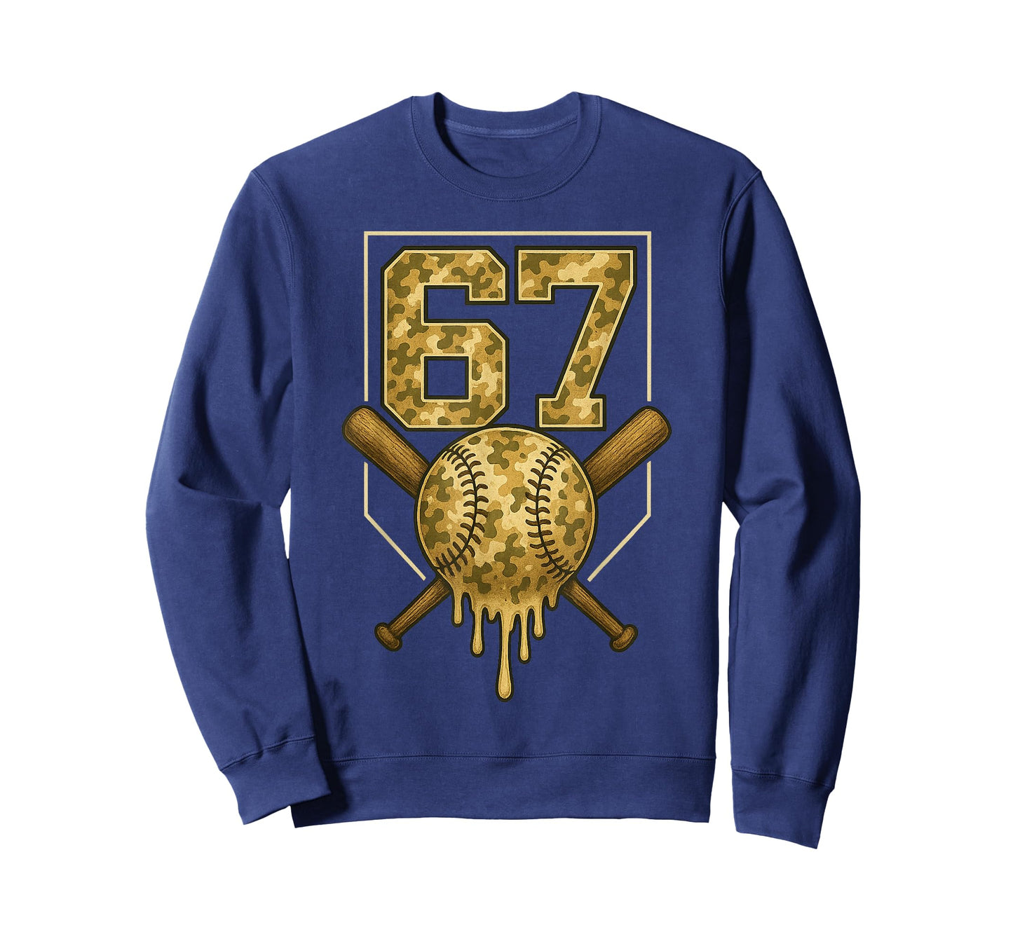 Number 67 Baseball Drip Camo Six Seven Meme Mens Boys Kids T-Shirt