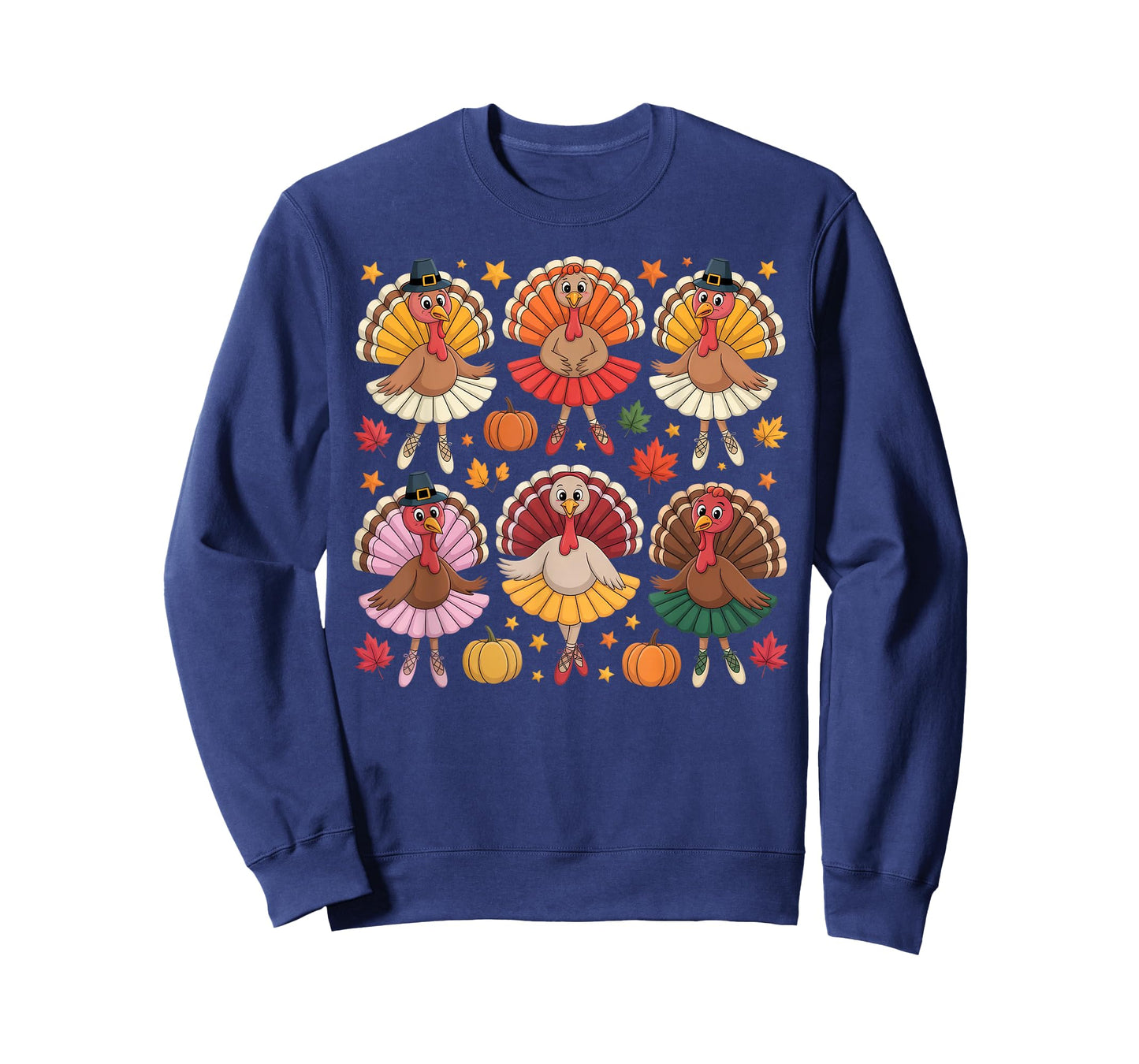 Autumn Ballerinas Dancing Cute Turkey Thanksgiving Girls T-Shirt