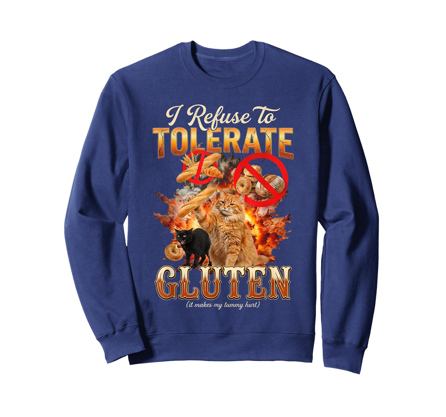 Cat I Refuse to Tolerate Gluten Funny Meme Humor Cat Lover T-Shirt